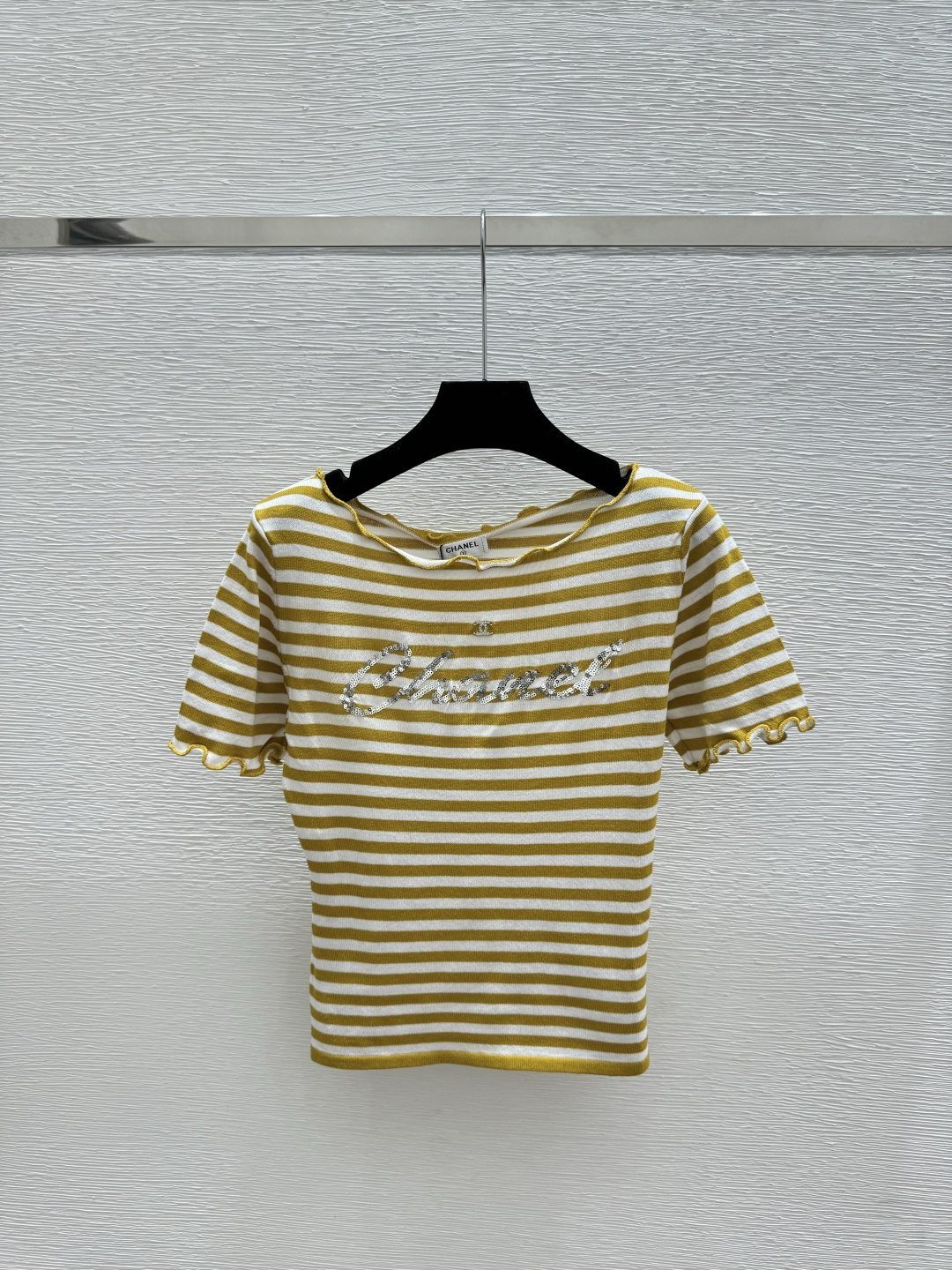 Chrome Hearts CH家 早春新款 撞色字母珠片条纹针织短袖