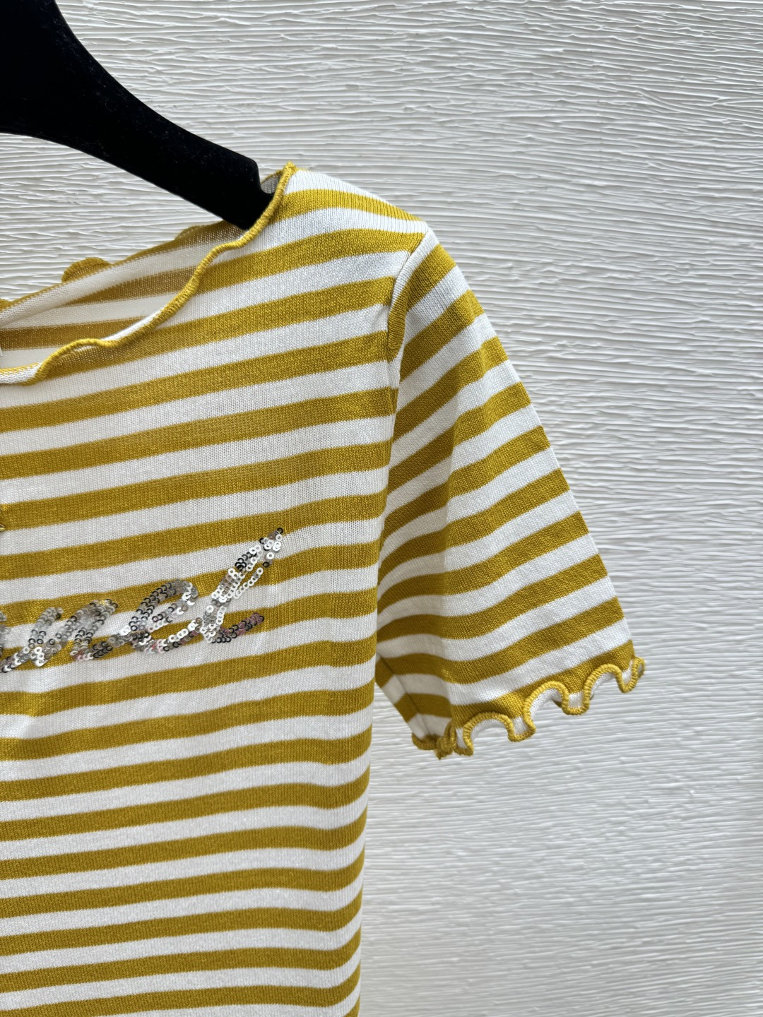 Chrome Hearts CH家 早春新款 撞色字母珠片条纹针织短袖
