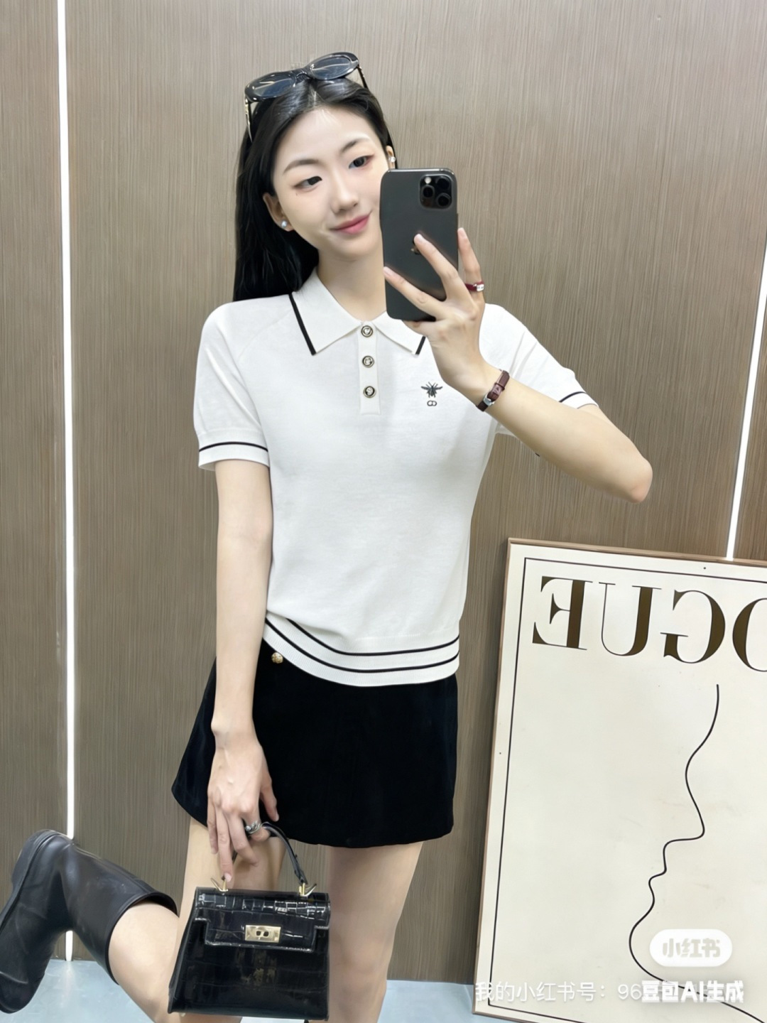 🆕D家🆕 早春新款 撞色翻领背后五角星翻领针织短袖颜色：白色 黑色尺码：36.38.40