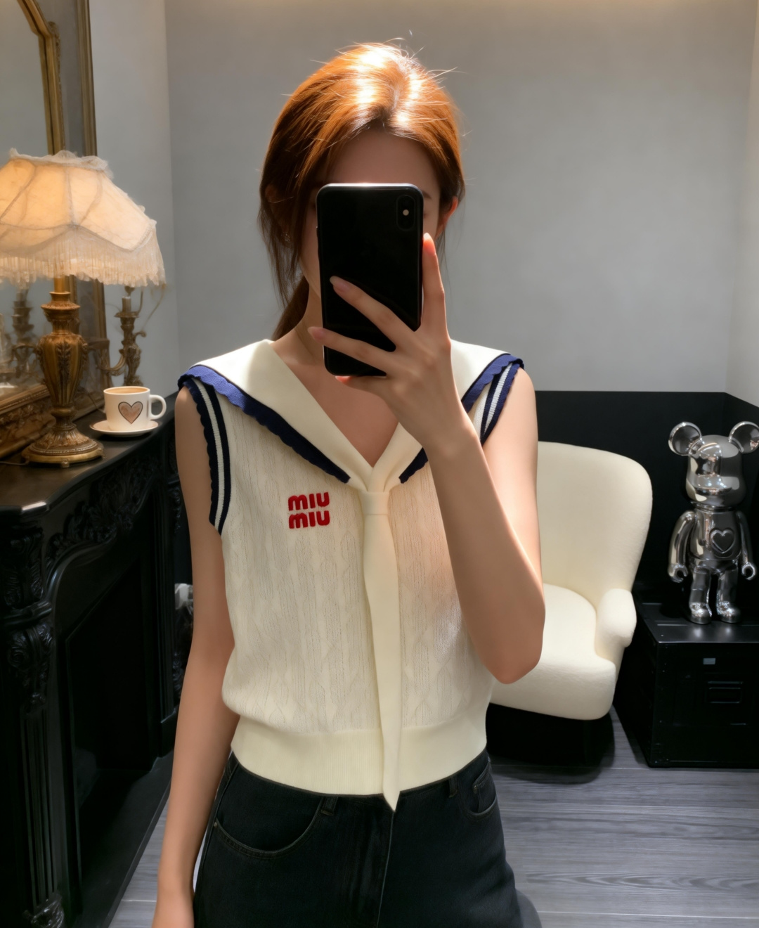 🆕M家🆕 早春新款 撞色海军领针织背心颜色：白色尺码：36.38.40