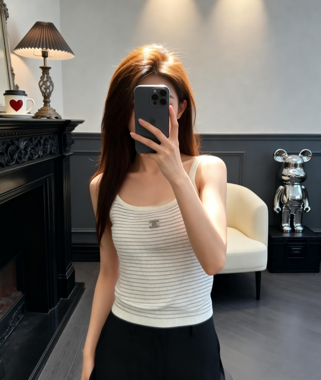 🆕CH家🆕 早春新款 撞色条纹针织吊带颜色：粉色 黑色尺码：36.38.40