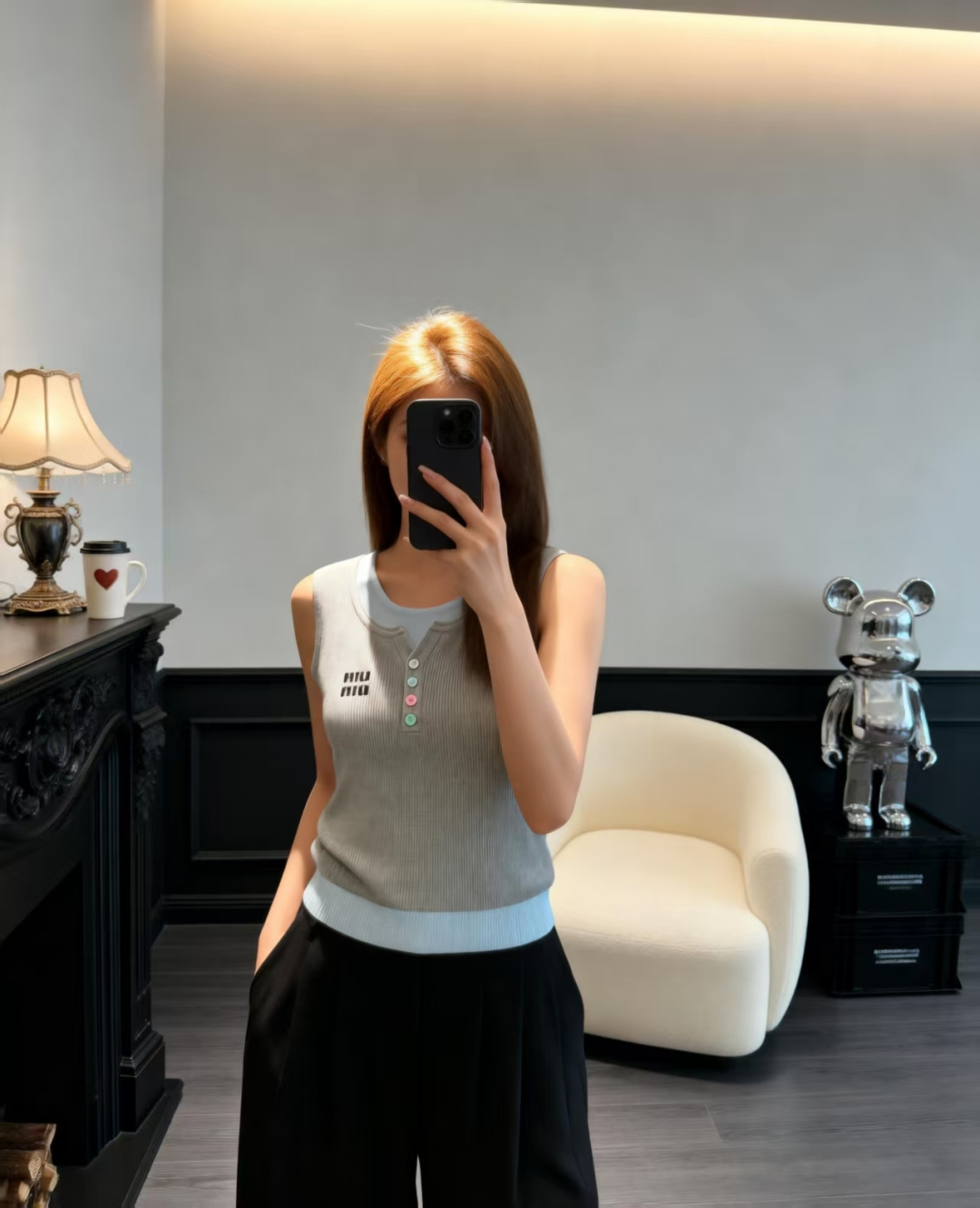 🆕M家🆕 早春新款 撞色假两件圆领针织背心颜色：蓝色 灰色尺码：36.38.40