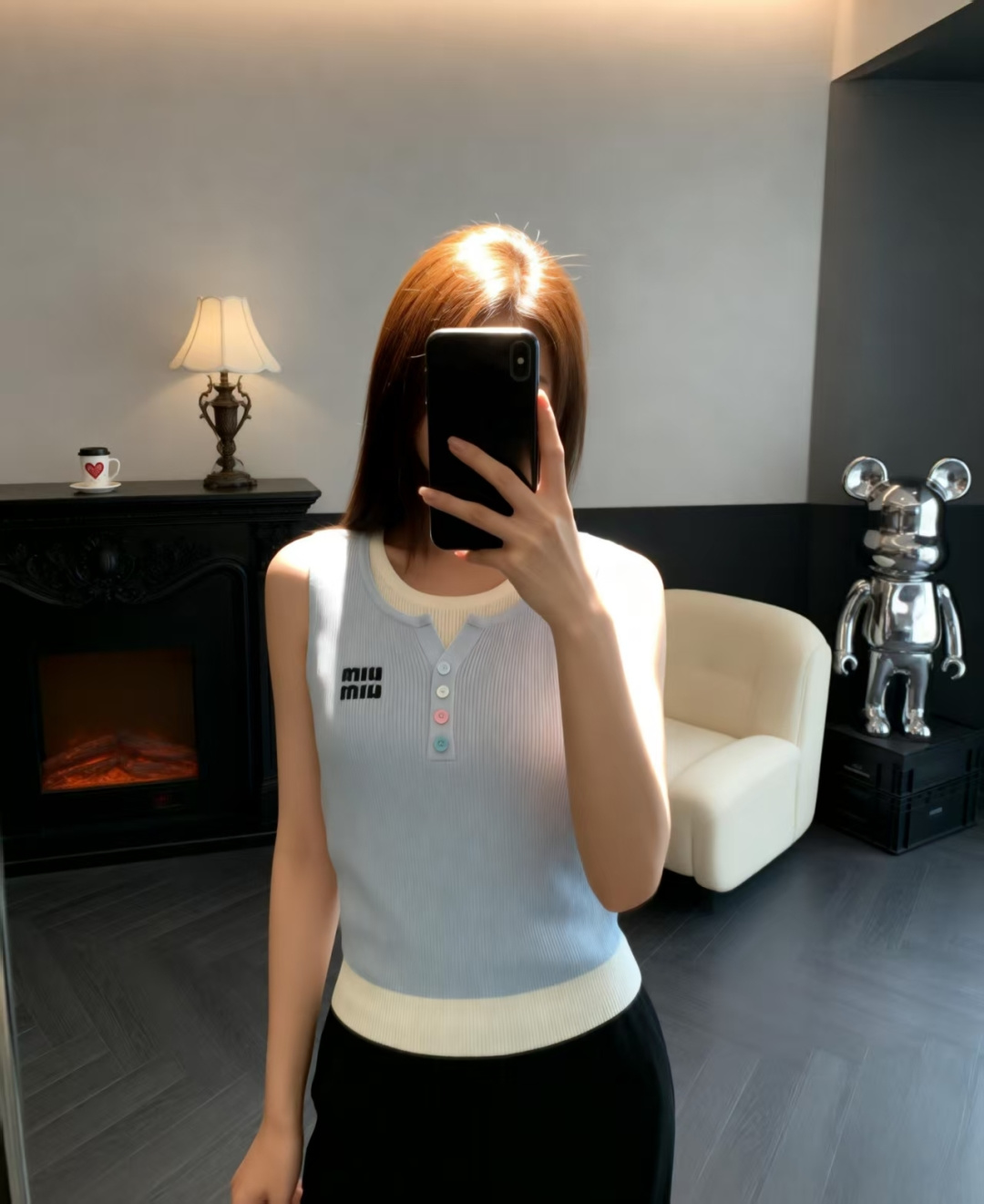 🆕M家🆕 早春新款 撞色假两件圆领针织背心颜色：蓝色 灰色尺码：36.38.40