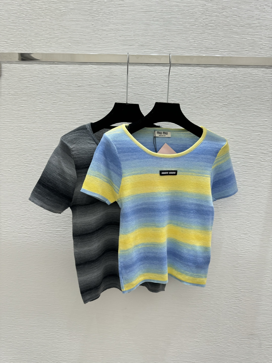 NO:761766,M family early spring new style, contrasting color simple round neck knitted short sleeves, color yellow gray, size 36.38.40,, T-shirt,19860909M家 早春新款 撞色简约圆领针织短袖 颜色黄色 灰色 尺码36.38.40,,T-shirt,,Women's clothing
