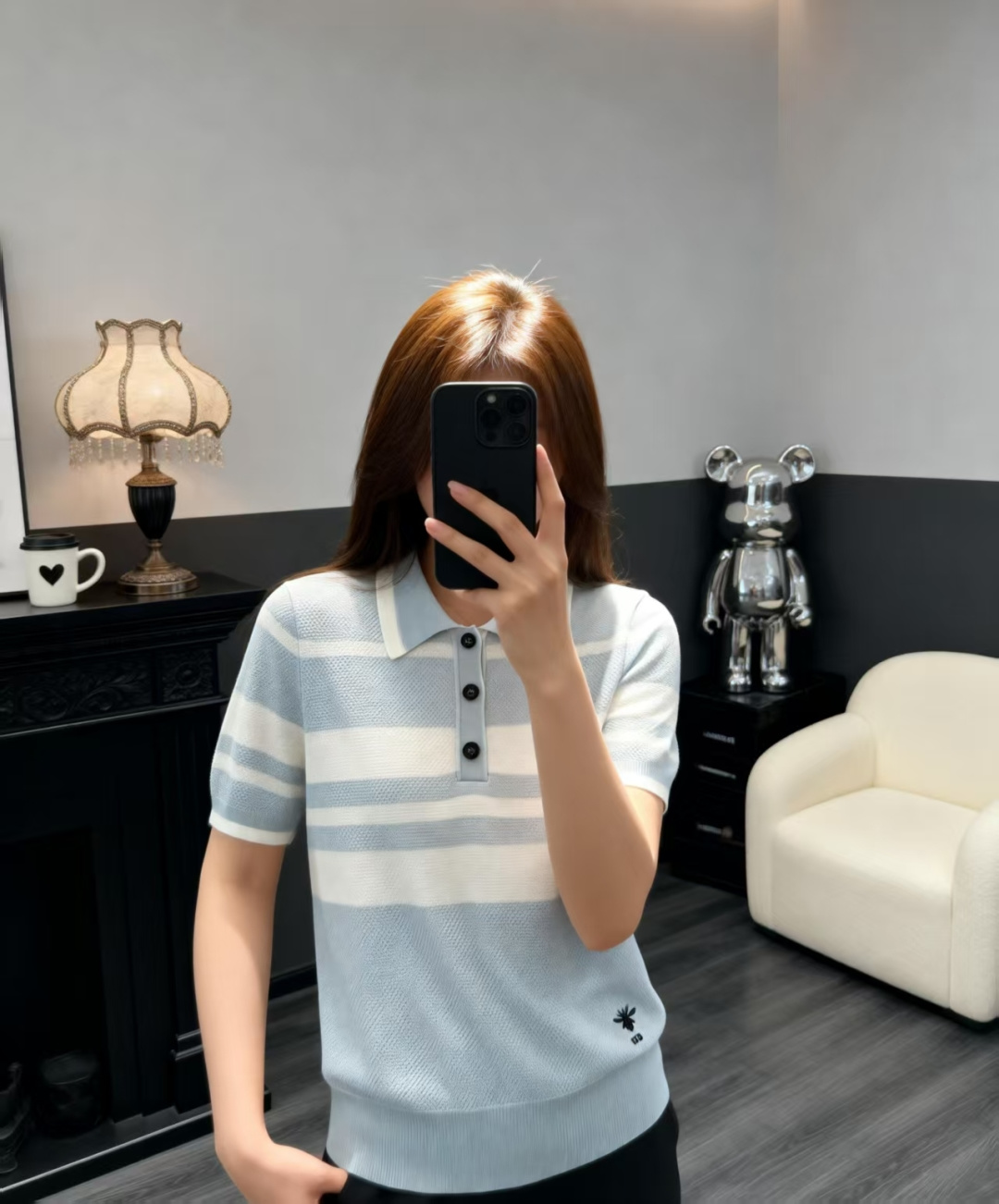 🆕D家🆕 早春新款 撞色条纹翻领针织短袖颜色：黄色 蓝色 黑色尺码：36.38.40