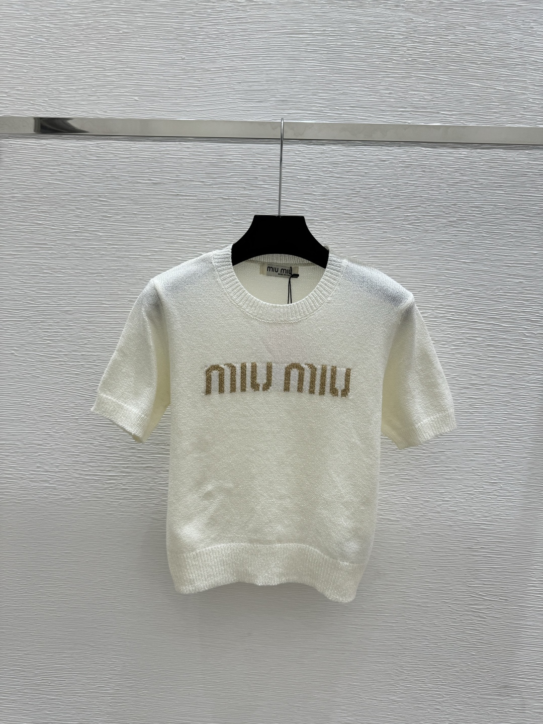 🆕M家🆕 早春新款 撞色字母圆领针织短袖颜色：白色 灰色 黑色尺码：36.38.40