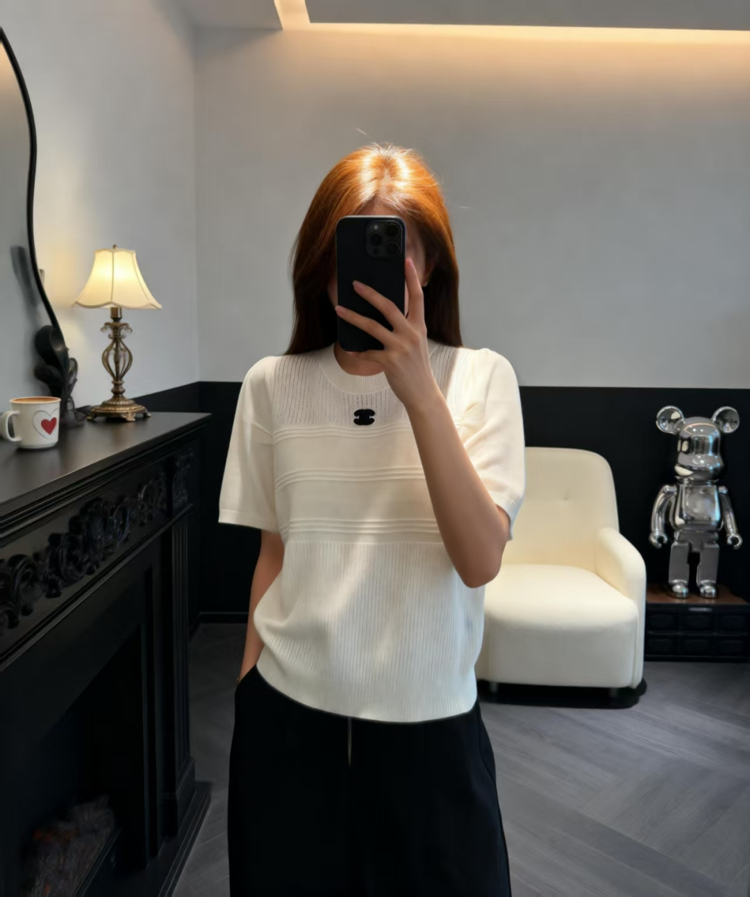 🆕CH家🆕 早春新款 纯色简约镂空圆领针织短袖颜色：白色 黄色尺码：36.38.40