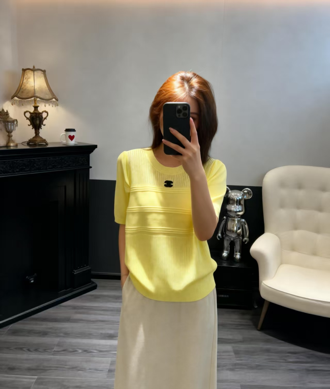 🆕CH家🆕 早春新款 纯色简约镂空圆领针织短袖颜色：白色 黄色尺码：36.38.40