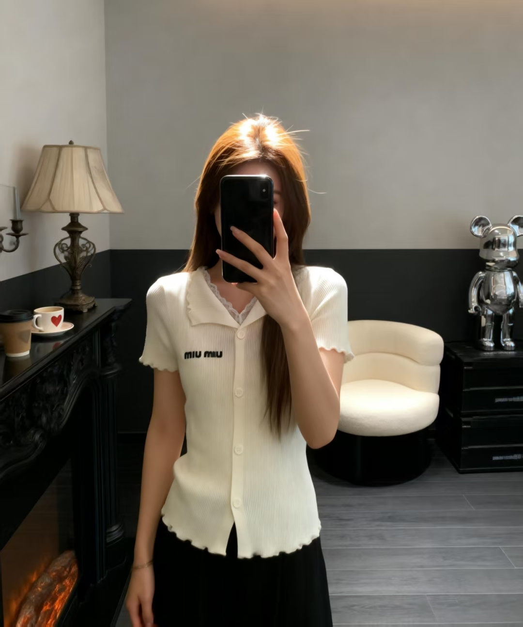 🆕M家🆕 早春新款 纯色蕾丝花边翻领针织短袖颜色：白色 紫色尺码：36.38.40