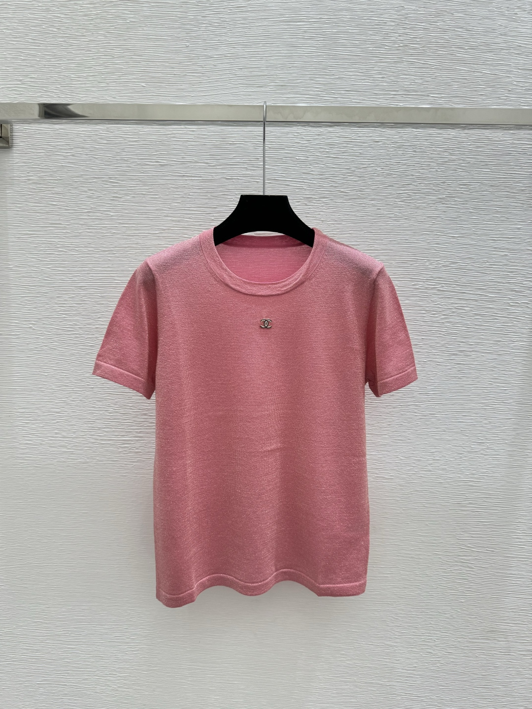 🆕CH家🆕 早春新款 纯色金银线圆领针织短袖颜色：粉色 蓝色 黑色尺码：36.38.40