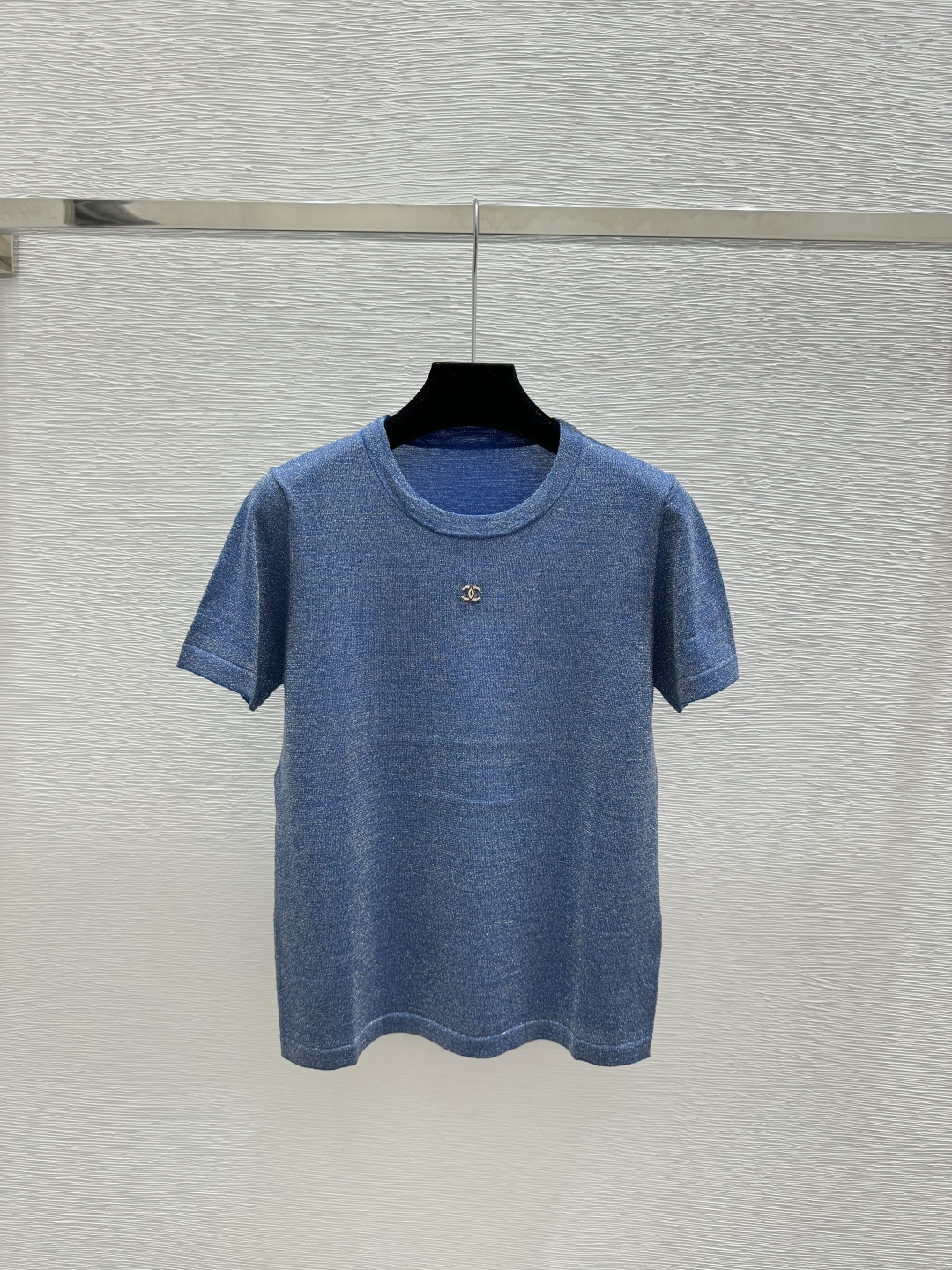 🆕CH家🆕 早春新款 纯色金银线圆领针织短袖颜色：粉色 蓝色 黑色尺码：36.38.40