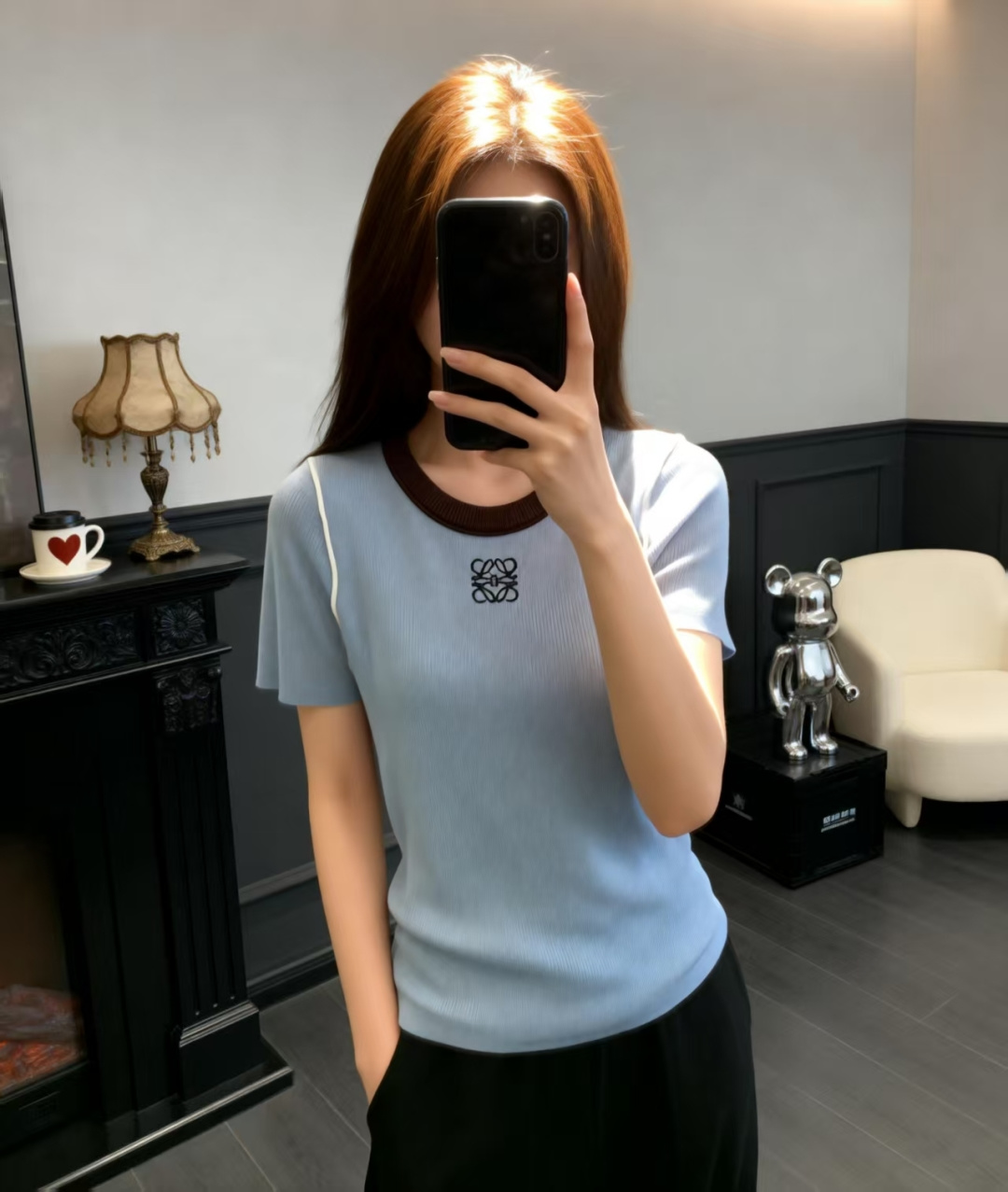🆕LO家🆕 早春新款 撞色简约圆领针织短袖颜色：黄色 蓝色尺码：36.38.40