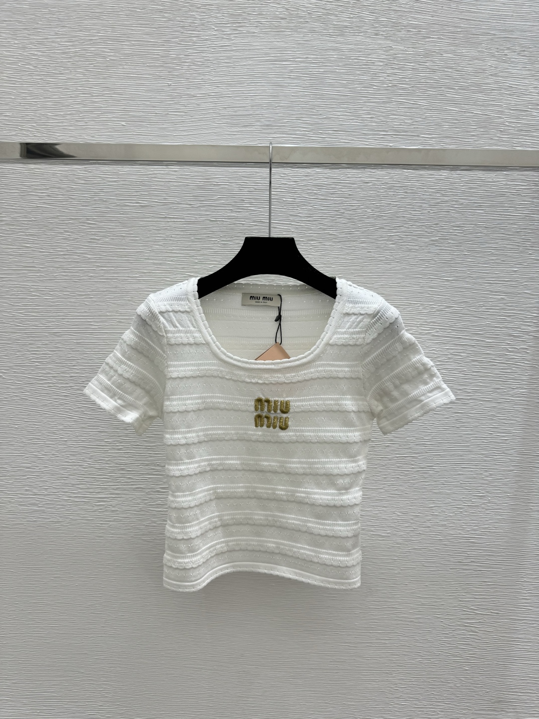 🆕M家🆕 早春新款 纯色简约镂空圆领针织短袖颜色：白色 宝蓝尺码：36.38.40