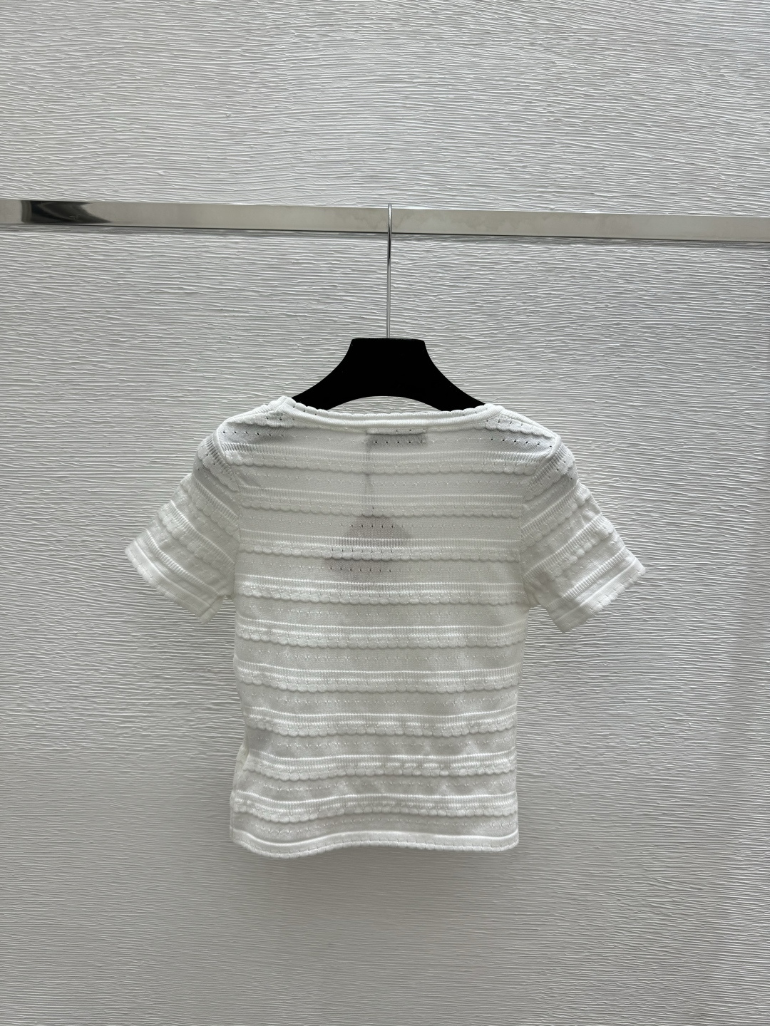 🆕M家🆕 早春新款 纯色简约镂空圆领针织短袖颜色：白色 宝蓝尺码：36.38.40