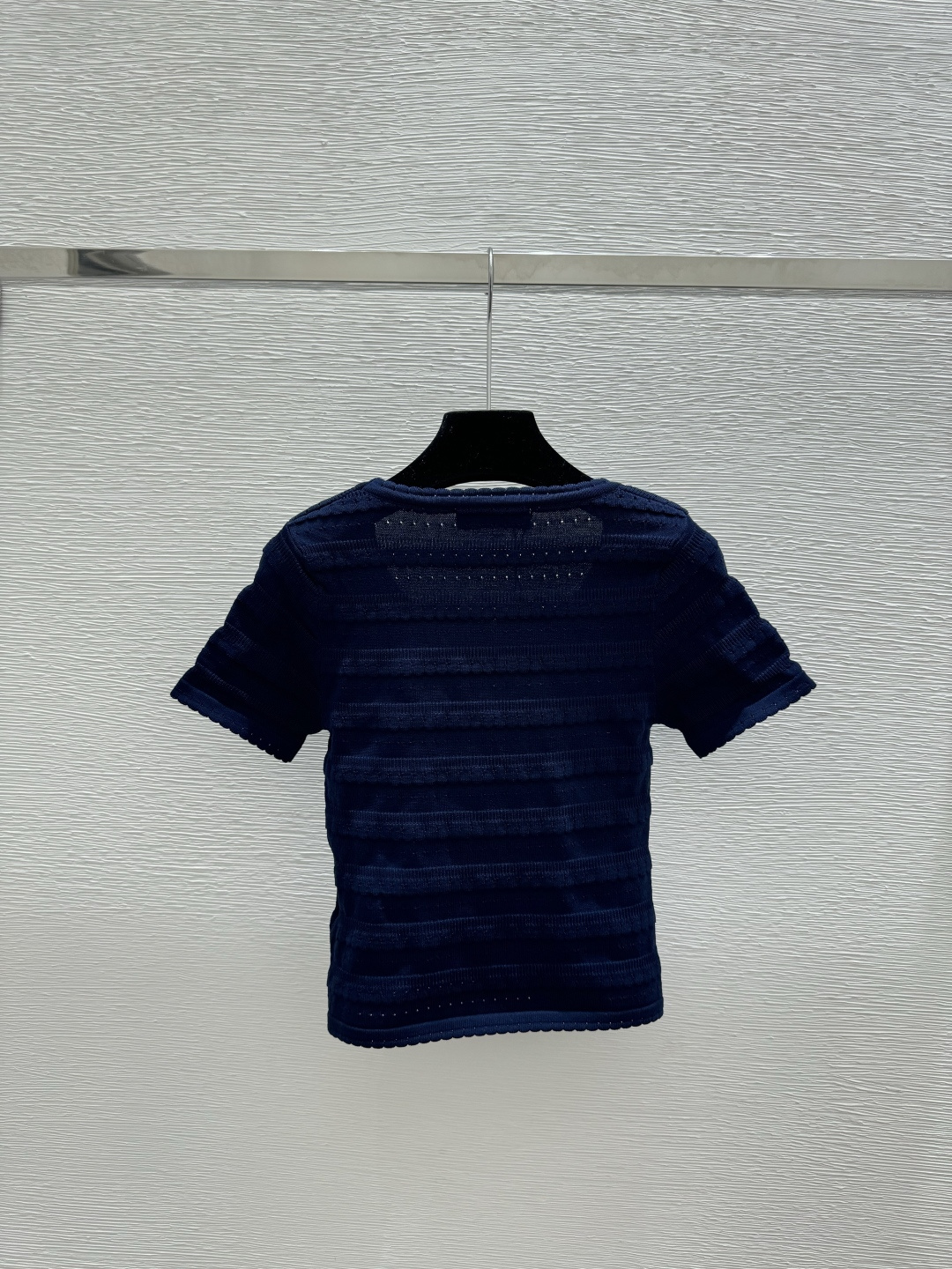 🆕M家🆕 早春新款 纯色简约镂空圆领针织短袖颜色：白色 宝蓝尺码：36.38.40