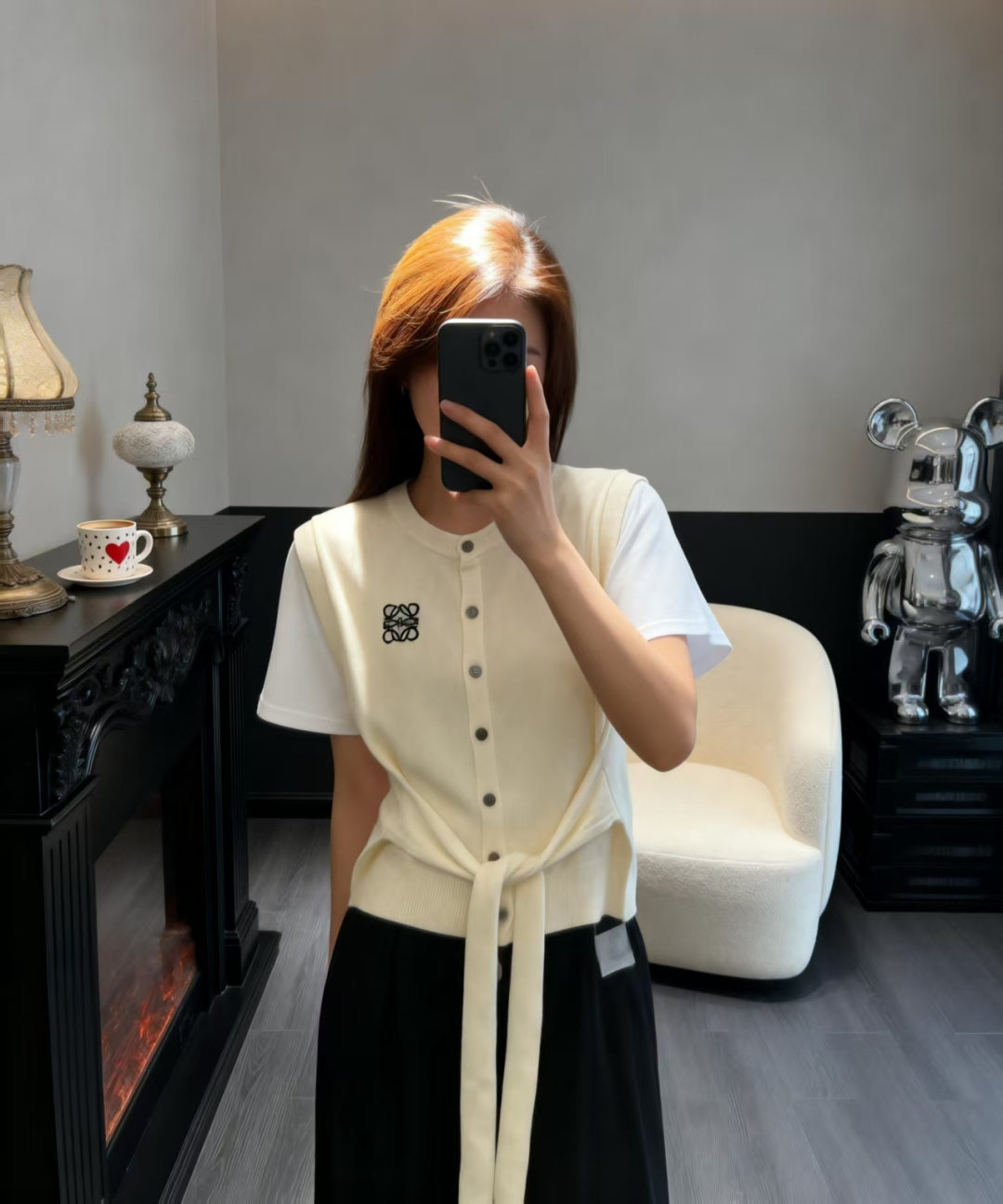 🆕LO家🆕 早春新款 撞色简约收腰针织短袖开衫颜色：白色 灰色尺码：36.38.40