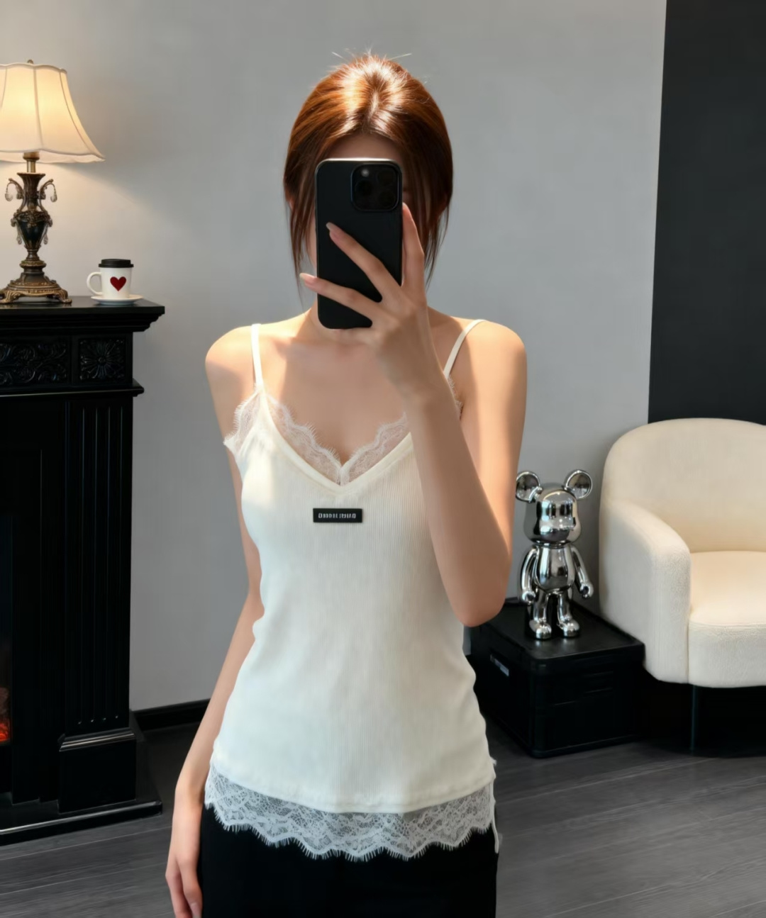 🆕M家🆕 早春新款 纯色蕾丝花边针织吊带颜色：白色 黑色尺码：36.38.40