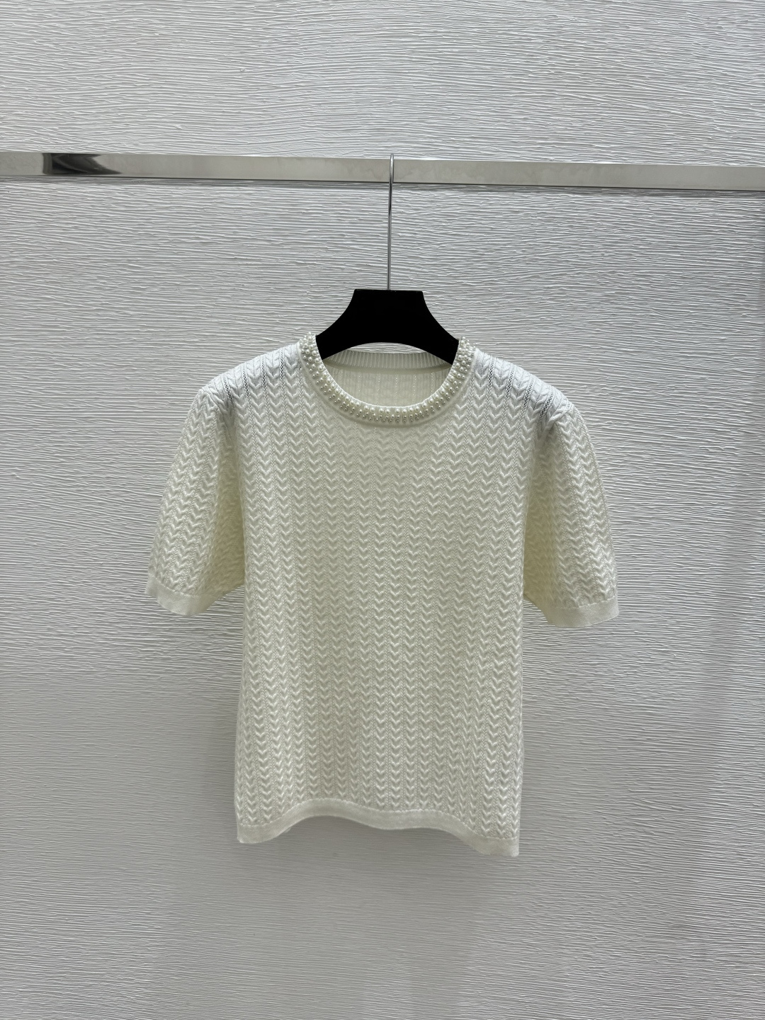 🆕AW家🆕 早春新款 重工钉珠圆领针织短袖颜色：白色 宝蓝尺码：36.38.40