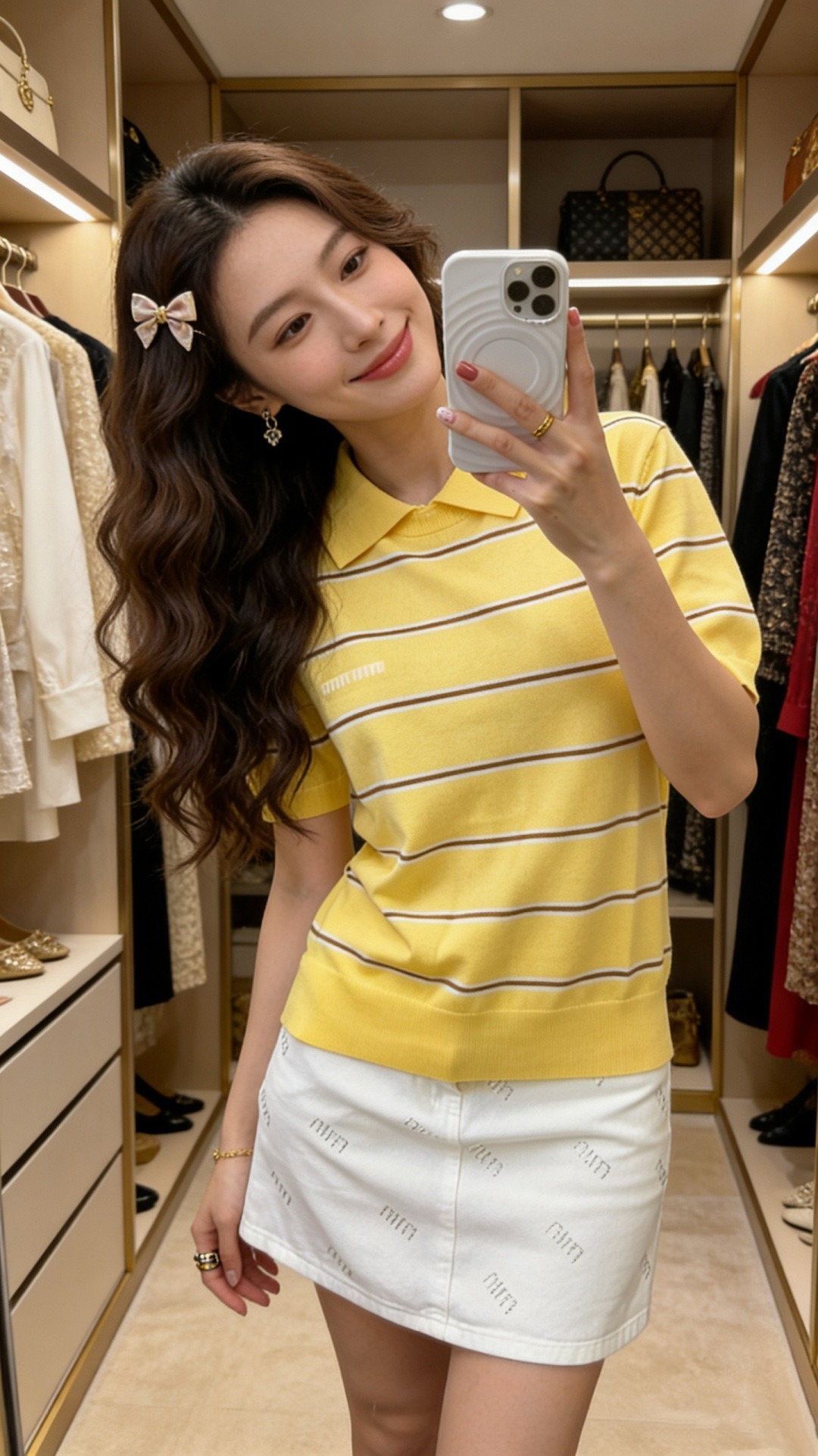 🆕M家🆕 早春新款 撞色条纹翻领针织短袖颜色：黄色 宝蓝尺码：36.38.40