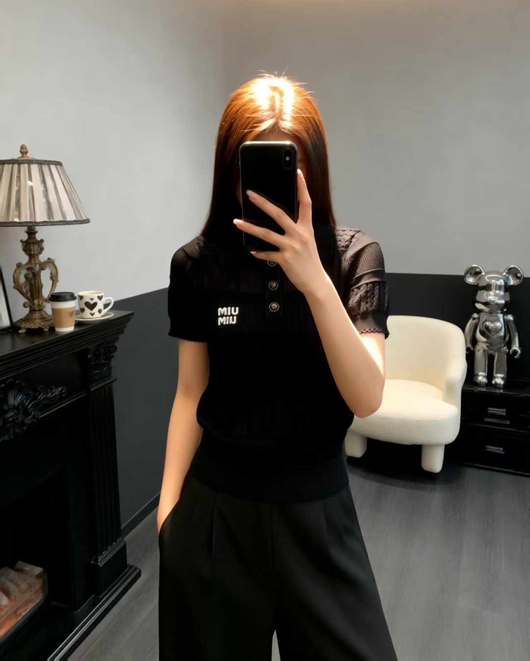 🆕M家🆕 早春新款 纯色简约翻领针织短袖颜色：白色 黑色尺码：36.38.40