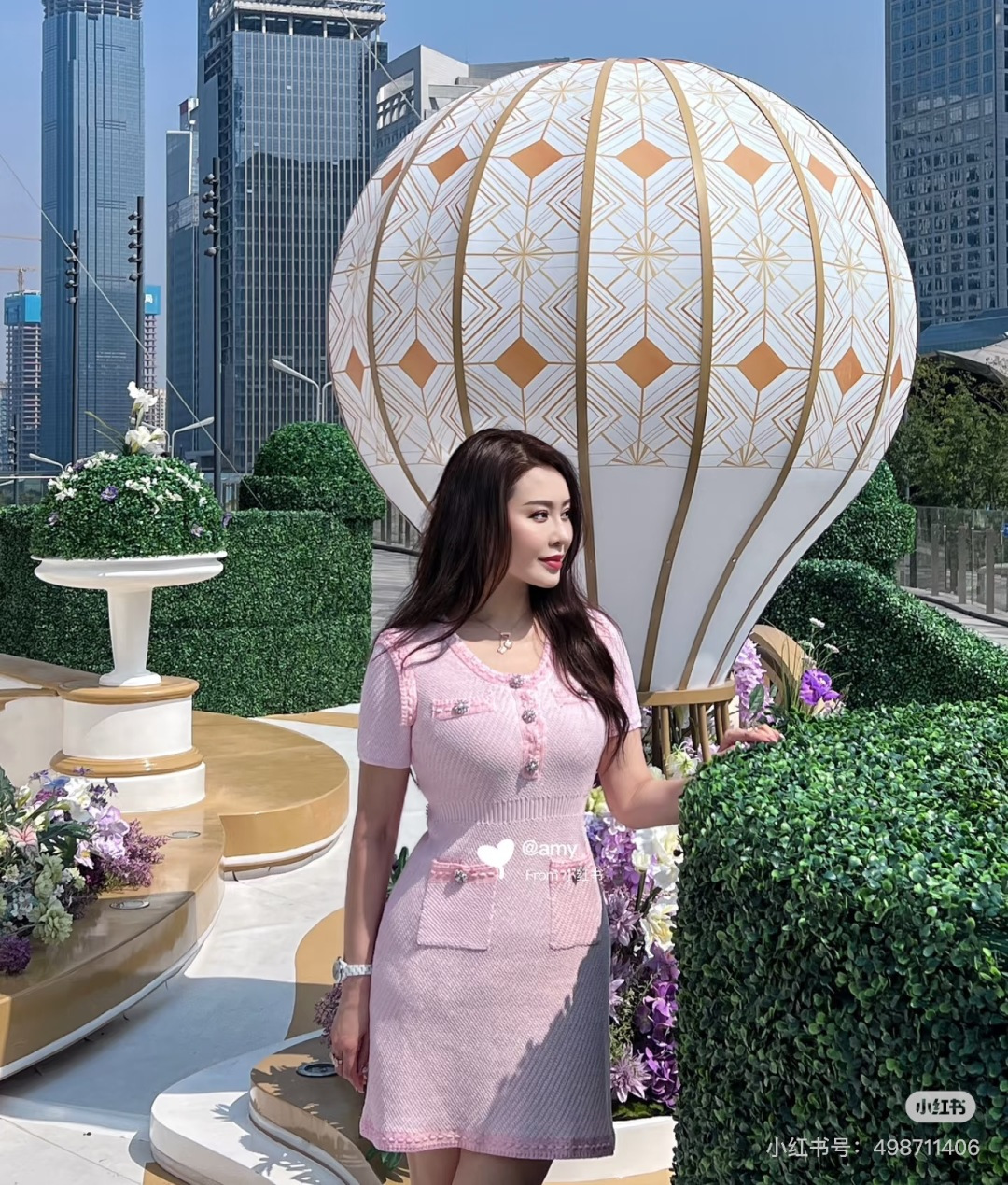 🆕CH家🆕 早春新款 纯色珠片圆领针织短袖裙颜色：粉色 尺码：36.38.40