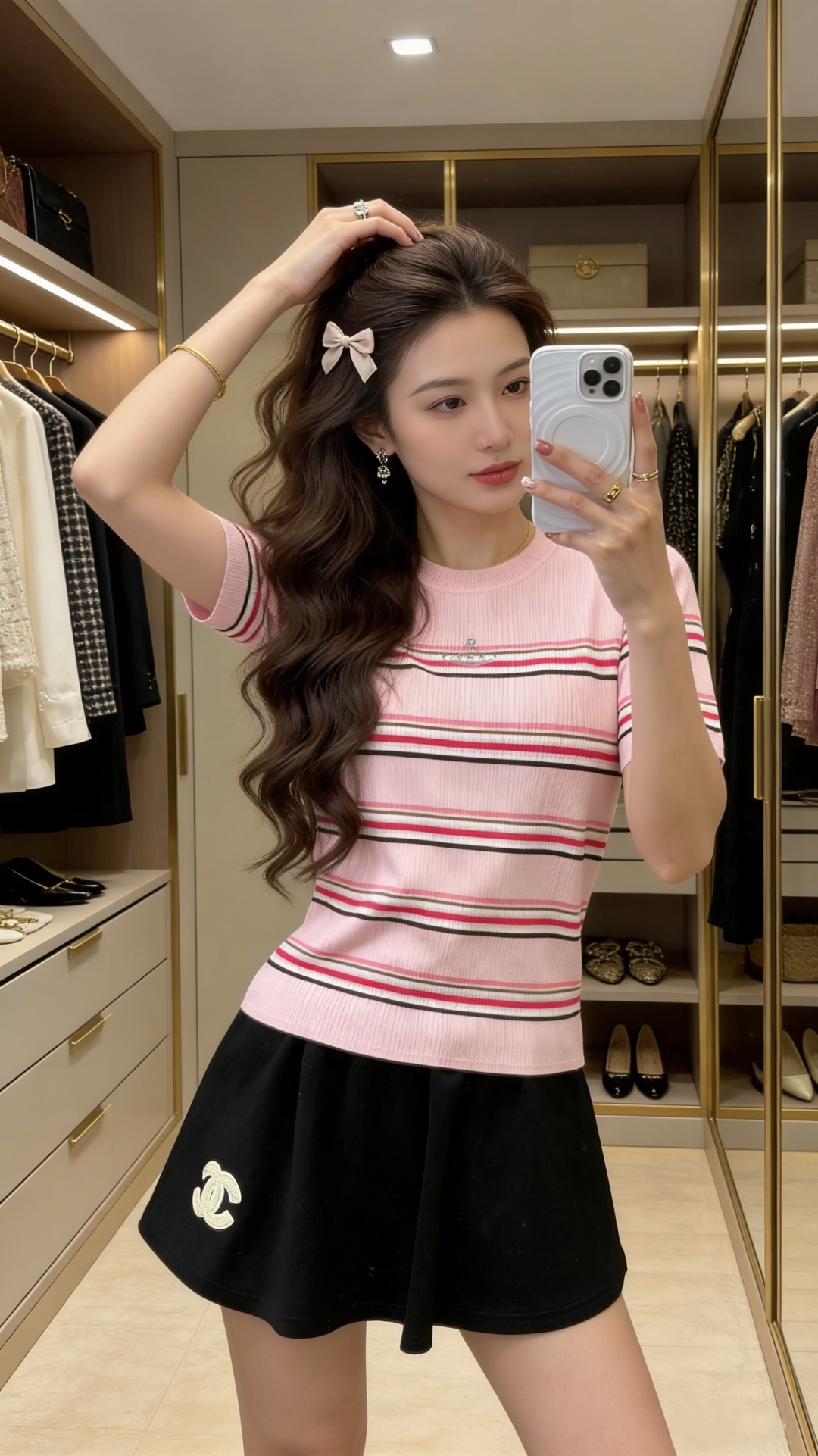 🆕VI家🆕 早春新款 撞色条纹圆领针织短袖颜色：粉色 蓝色尺码：36.38.40