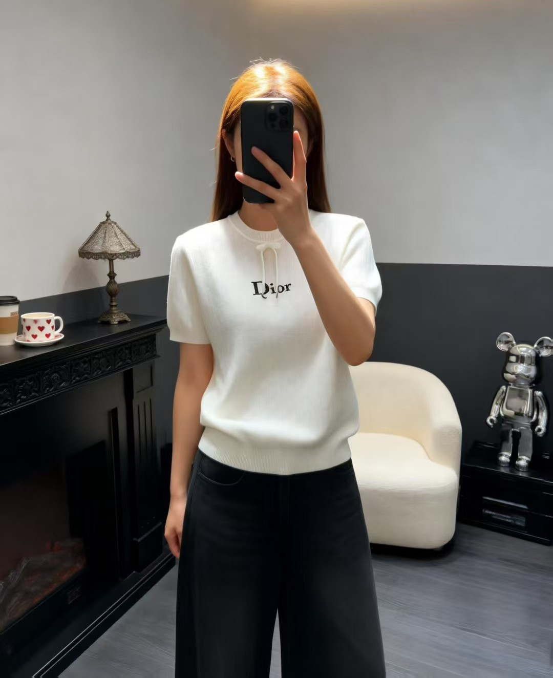 🆕D家🆕 早春新款 纯色老花字母圆领针织短袖颜色：白色 蓝色尺码：36.38.40