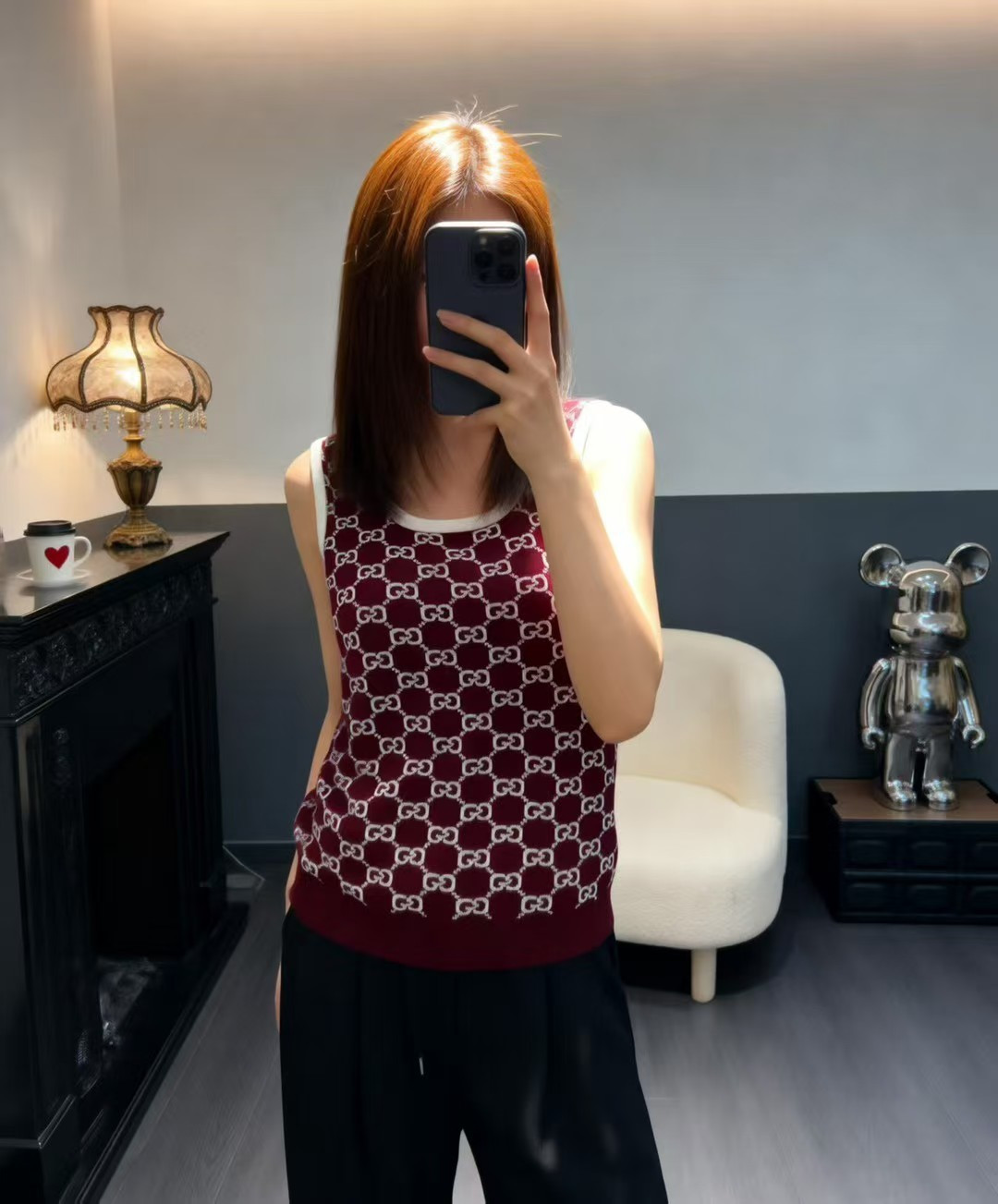 🆕G家🆕 早春新款 撞色老花字母圆领针织背心颜色：白色 黑色尺码：36.38.40