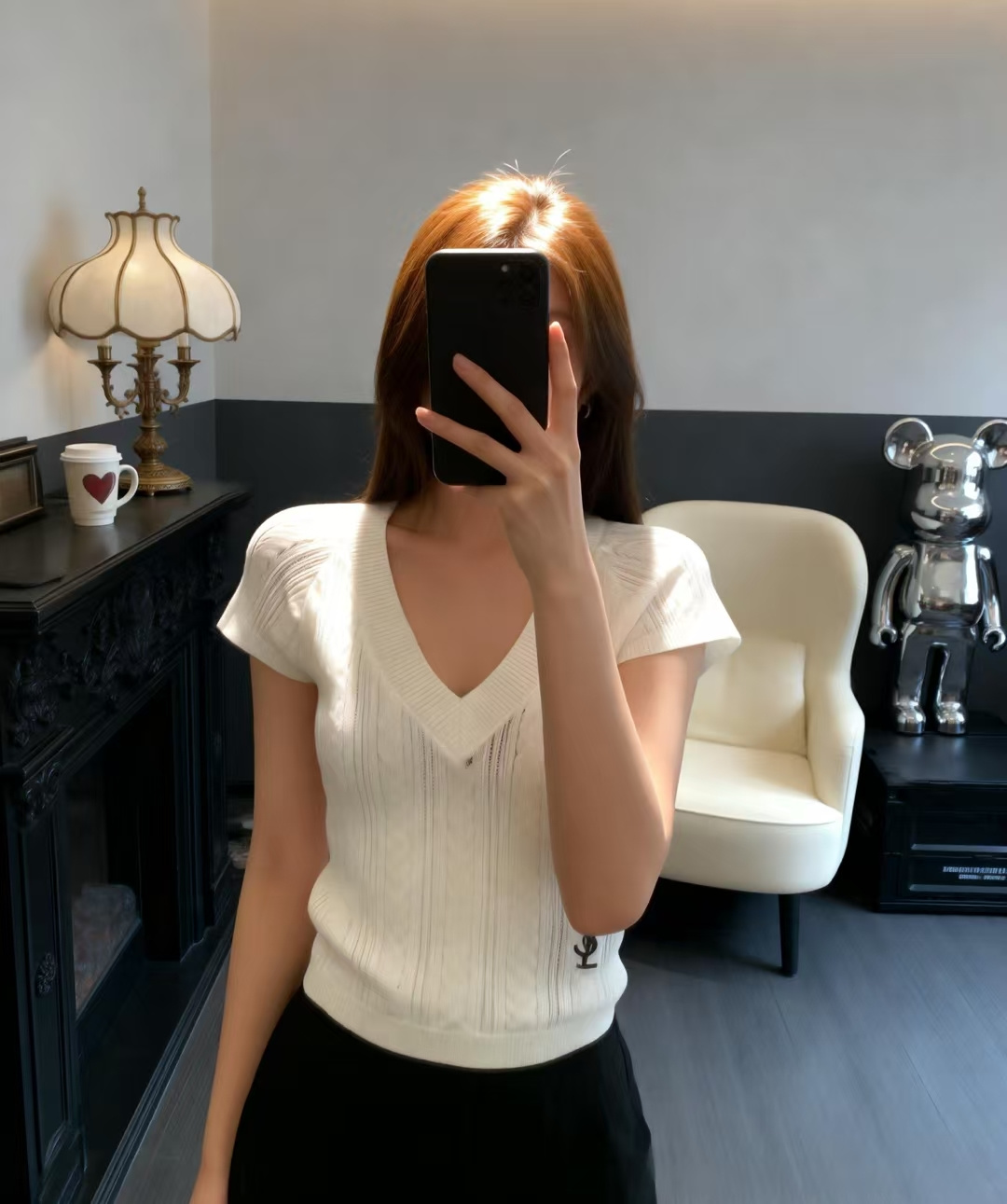 🆕Y家🆕 早春新款 撞色蕾丝花边V领针织短袖颜色：白色 黄色尺码：36.38.40