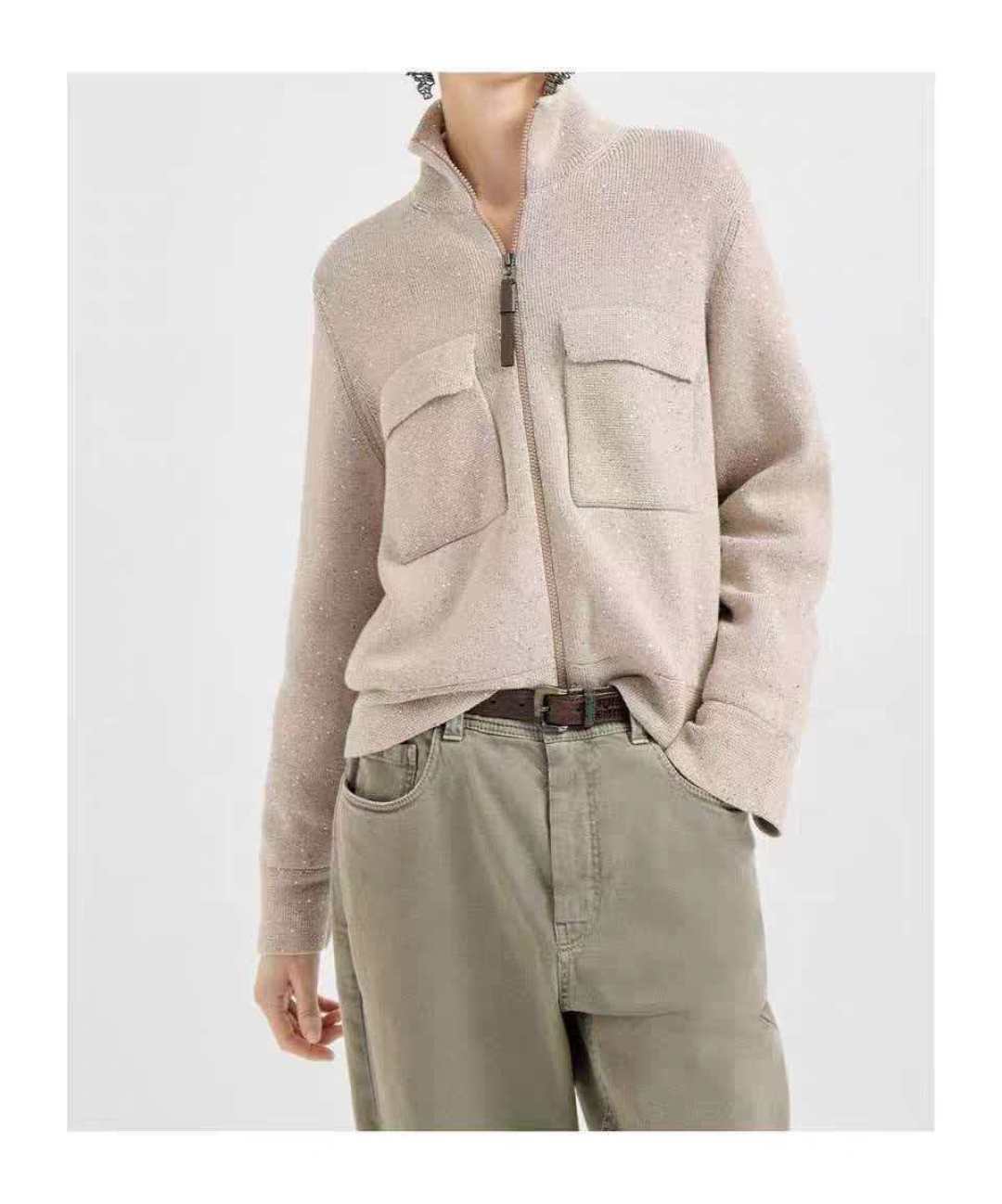 🆕BC家🆕 早春新款 纯色珠片高领针织长袖开衫颜色：白色 卡其 宝蓝尺码：36.38.40