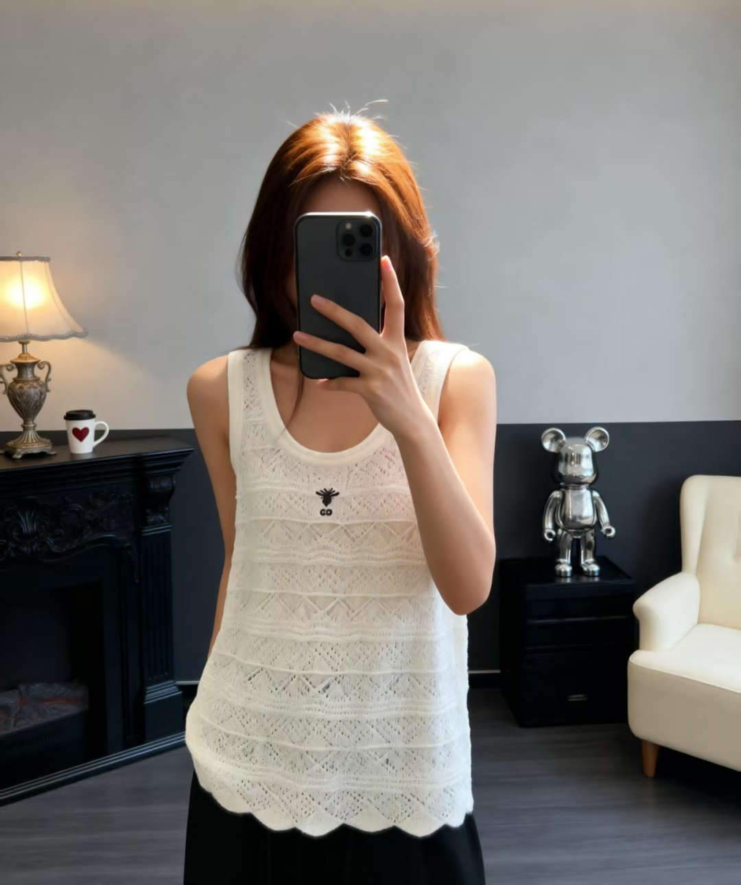 🆕D家🆕 早春新款 纯色镂空圆领针织背心颜色：白色尺码：36.38.40