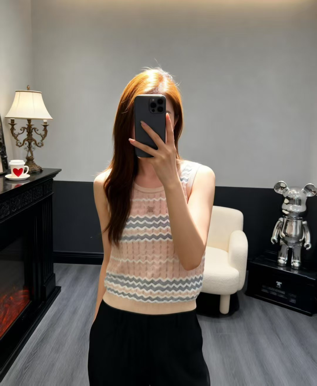 🆕CH家🆕 早春新款 撞色条纹圆领针织背心颜色：卡其 黑色尺码：36.38.40