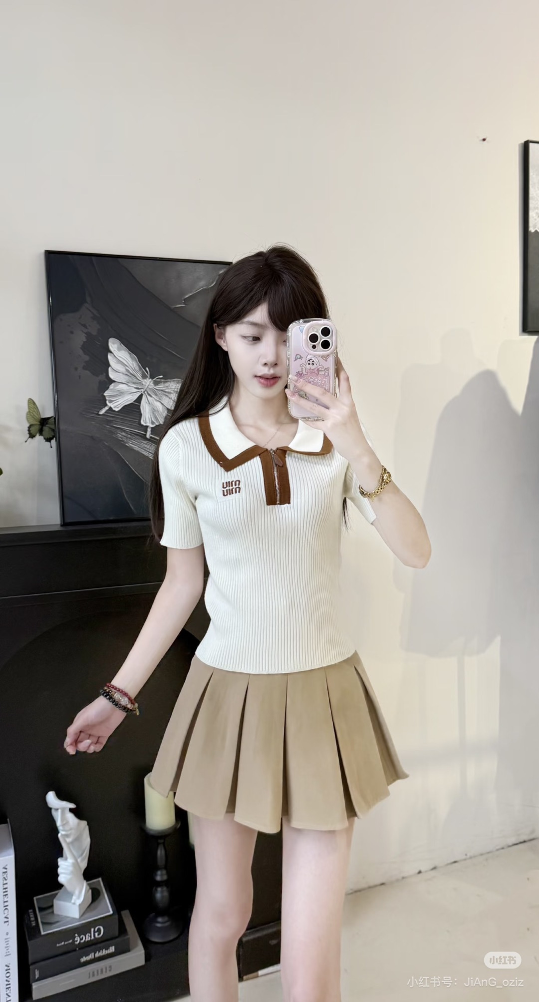 🆕M家🆕 早春新款 撞色翻领针织短袖颜色：白色 咖啡 宝蓝尺码：36.38.40