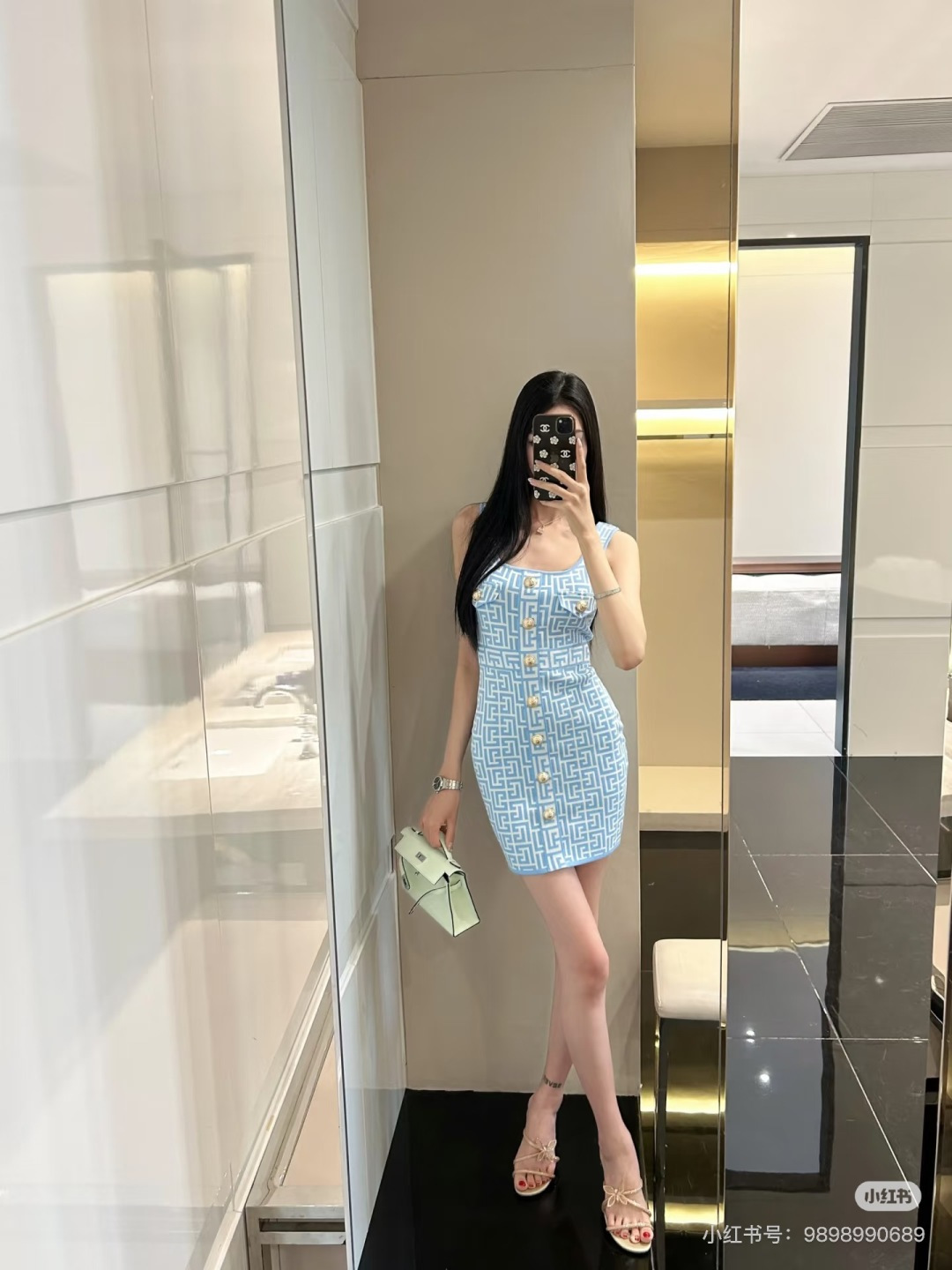 🆕BA家🆕 早春新款 撞色老花圆领针织背心裙颜色：蓝色尺码：36.38.40