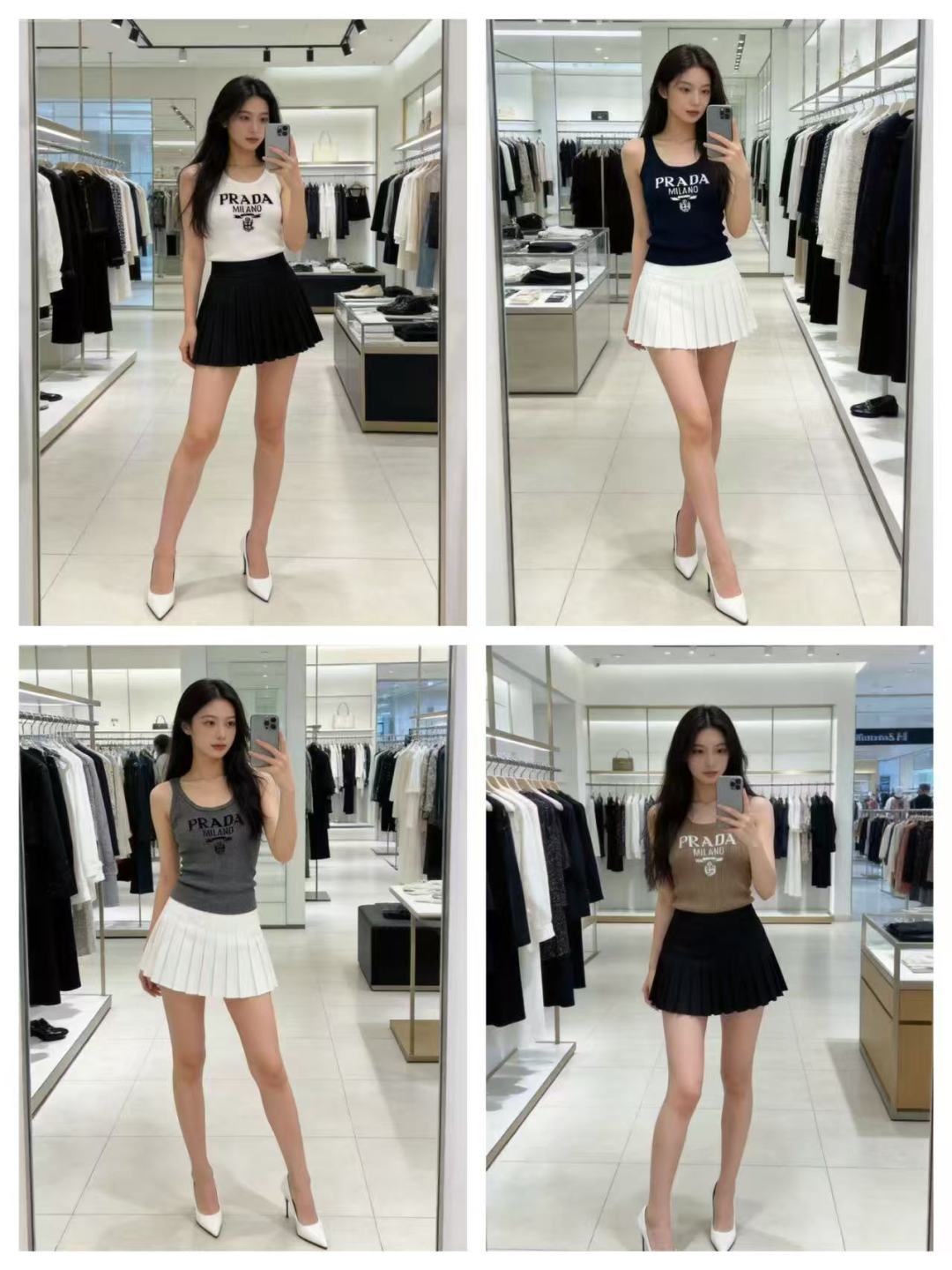 🆕P家🆕 早春新款 撞色字母圆领针织背心颜色：白色 卡其 灰色 宝蓝尺码：36.38.40