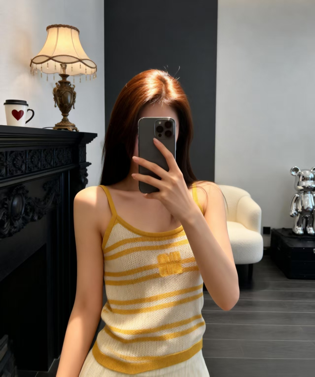 🆕M家🆕 早春新款 纯色条纹针织吊带颜色：黄色 宝蓝尺码：36.38.40