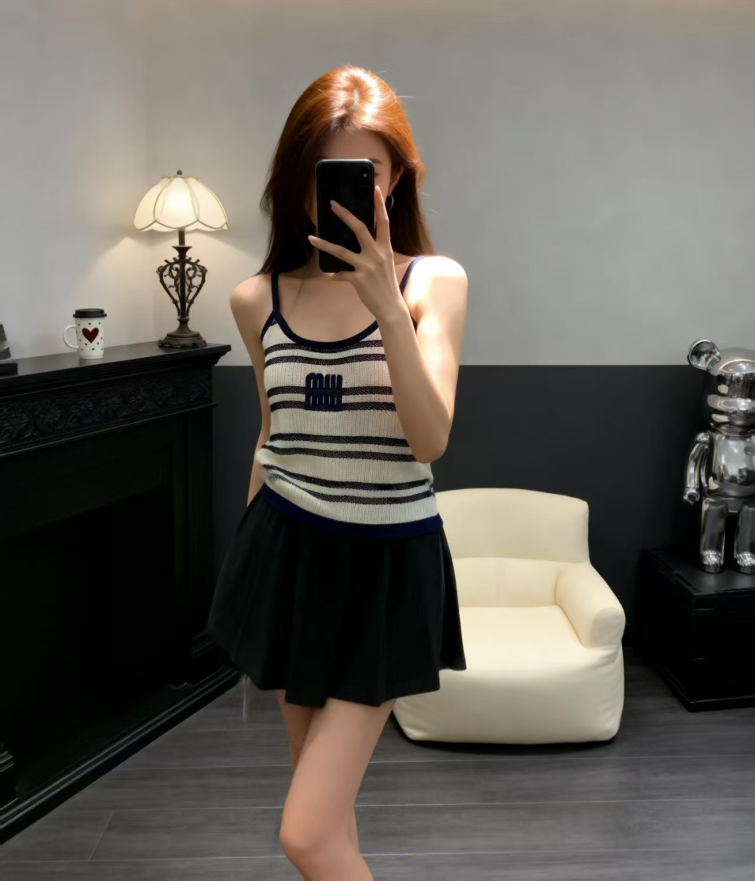 🆕M家🆕 早春新款 纯色条纹针织吊带颜色：黄色 宝蓝尺码：36.38.40