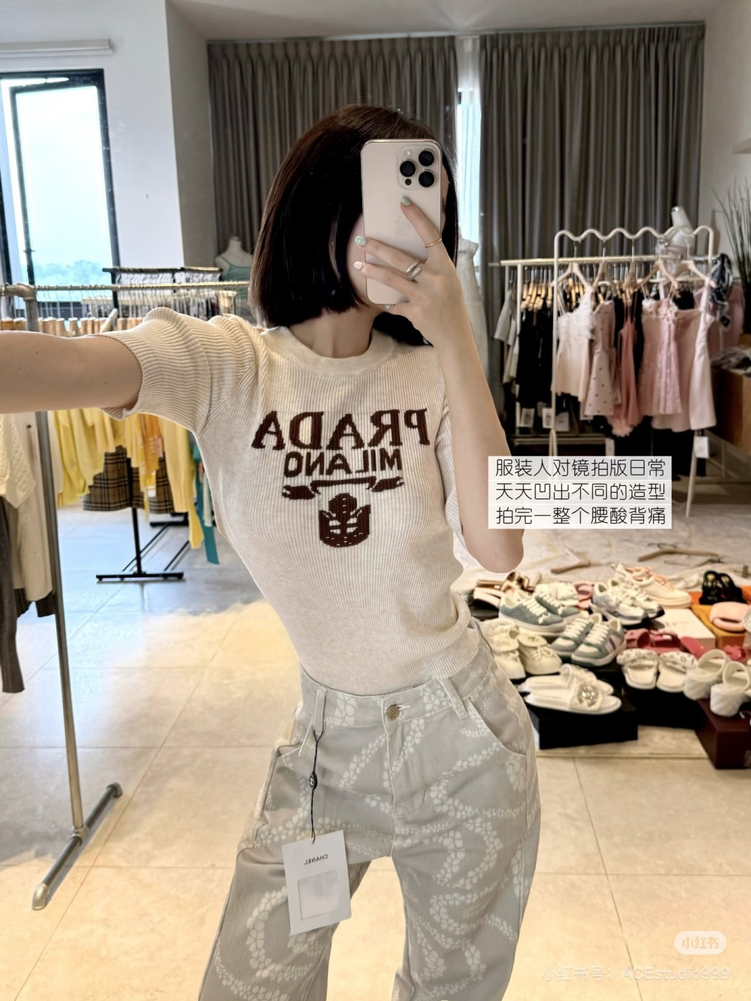 🆕P家🆕 早春新款 撞色字母圆领针织短袖颜色：卡其 宝蓝尺码：36.38.40