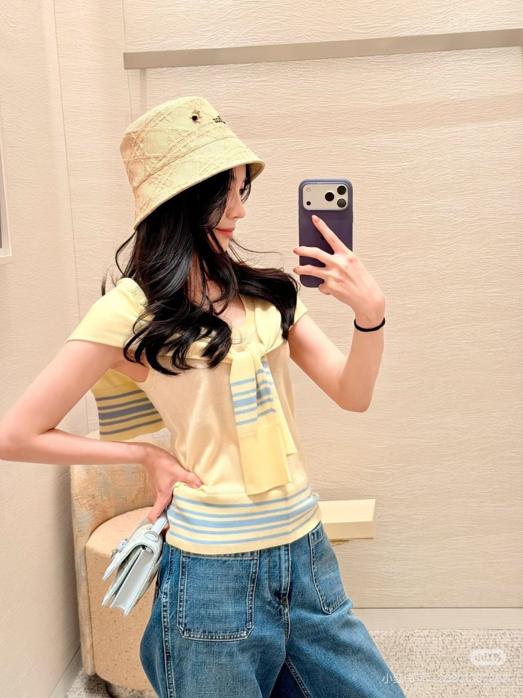 🆕D家🆕 早春新款 撞色披肩圆领针织背心颜色：宝蓝 黄色尺码：36.38.40