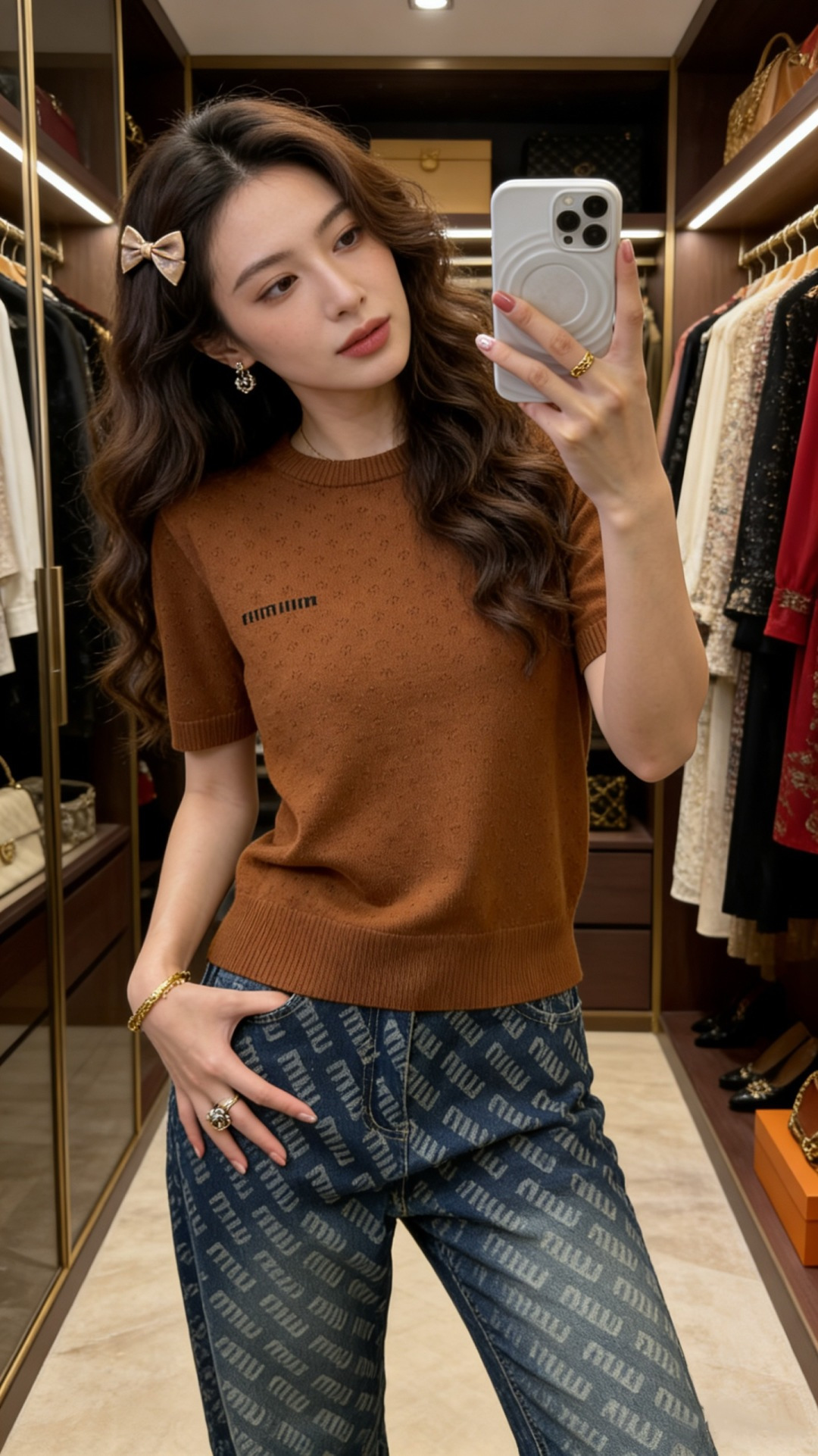 🆕M家🆕 早春新款 纯色镂空圆领针织短袖颜色：卡其 绿色 咖啡尺码：36.38.40