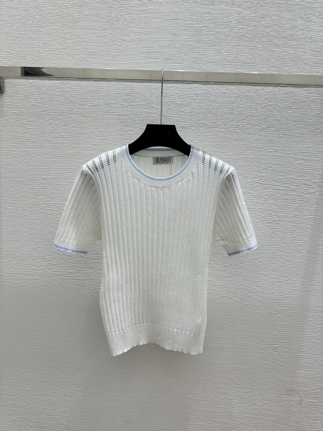 🆕BC家🆕 早春新款 纯色镂空圆领针织短袖颜色：白色 粉色 蓝色尺码：36.38.40