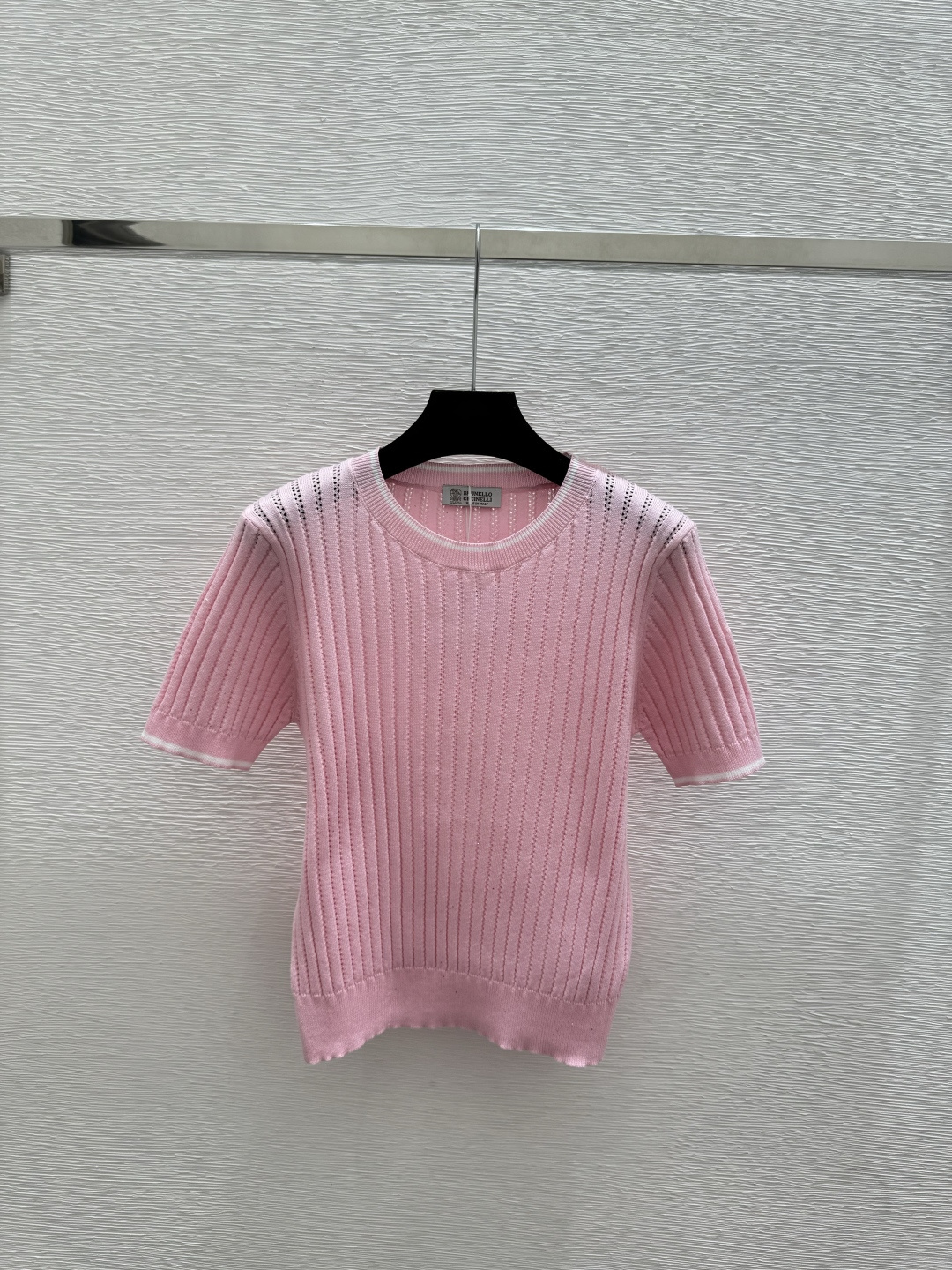 🆕BC家🆕 早春新款 纯色镂空圆领针织短袖颜色：白色 粉色 蓝色尺码：36.38.40