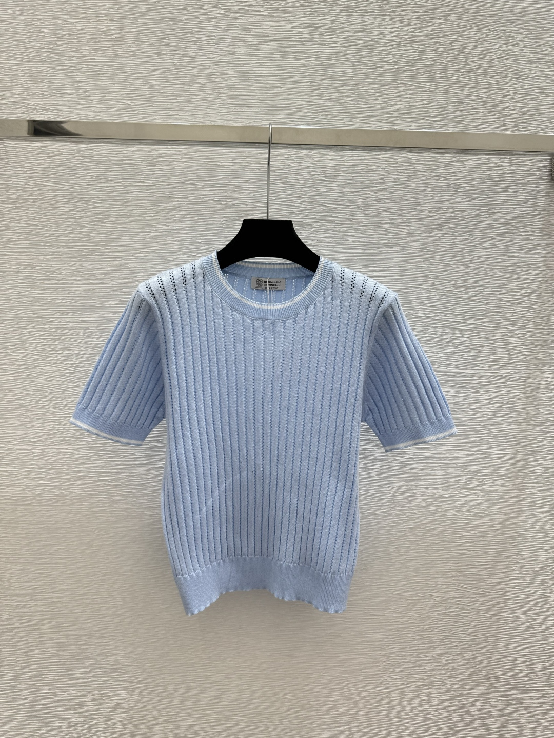 🆕BC家🆕 早春新款 纯色镂空圆领针织短袖颜色：白色 粉色 蓝色尺码：36.38.40