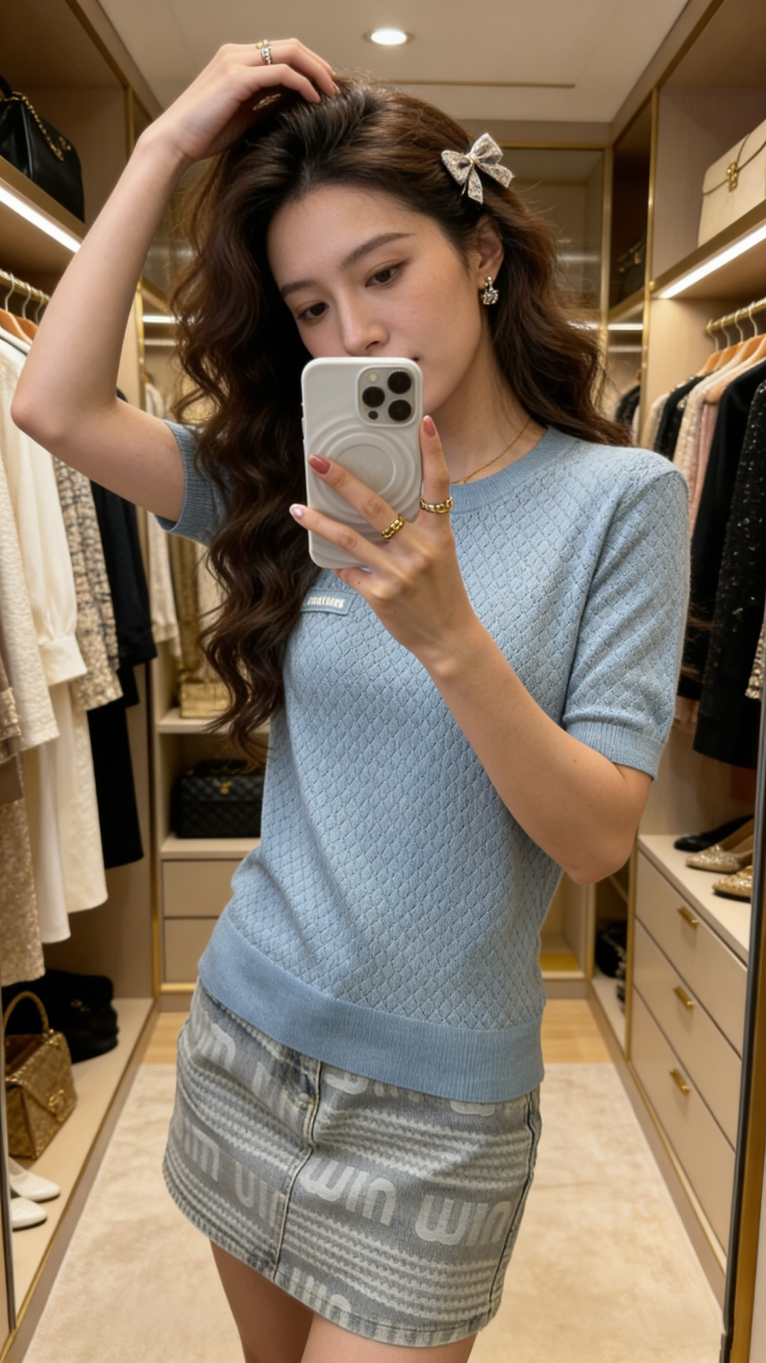 🆕M家🆕 早春新款 纯色简约镂空圆领针织短袖颜色：白色 蓝色 宝蓝尺码：36.38.40