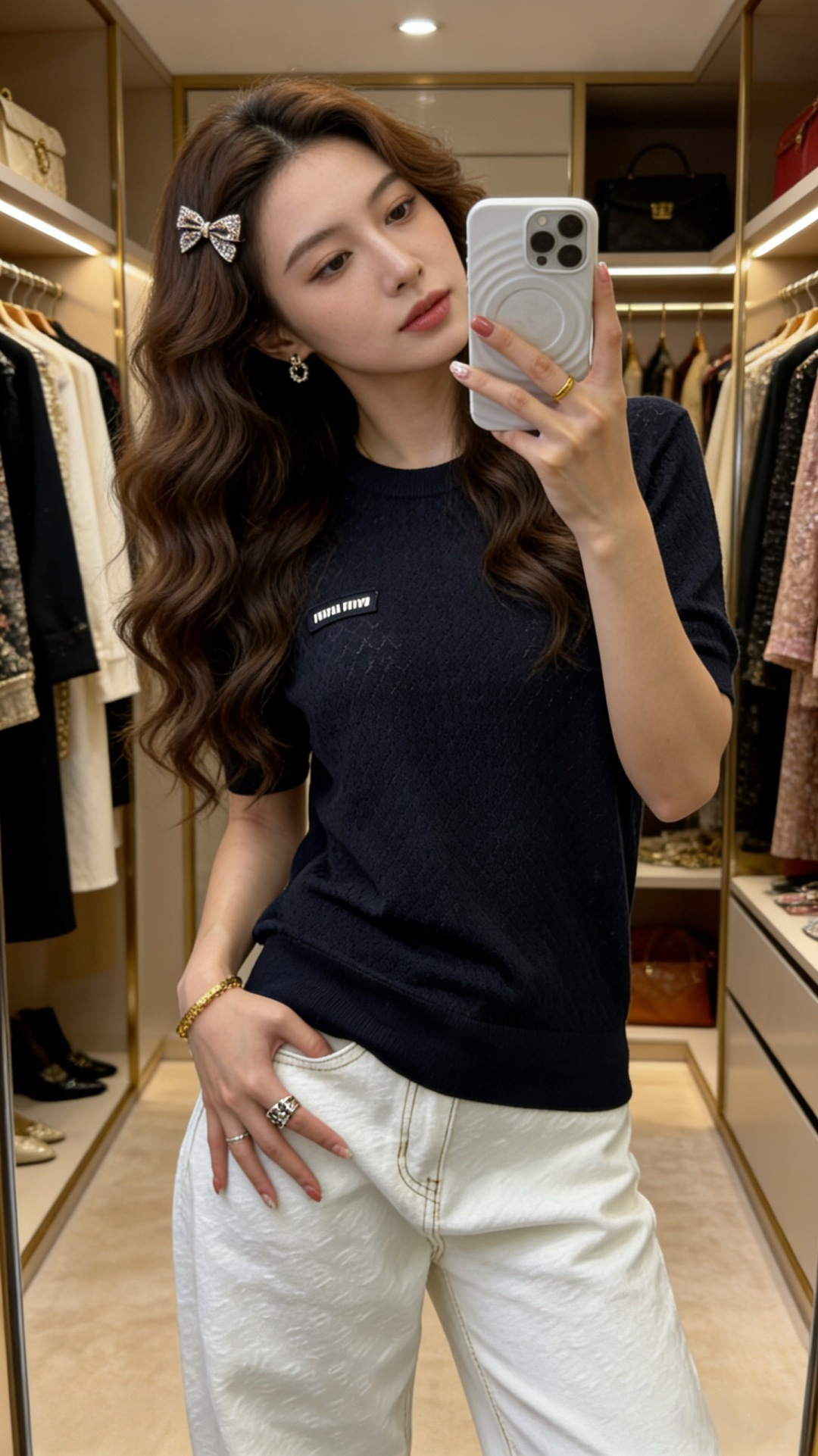 🆕M家🆕 早春新款 纯色简约镂空圆领针织短袖颜色：白色 蓝色 宝蓝尺码：36.38.40