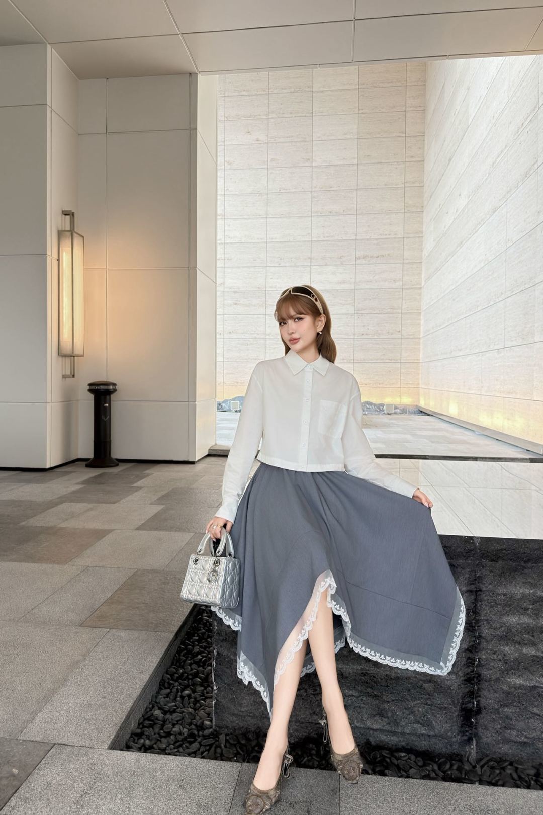 🆕D家🆕 早春新款 撞色花边简约半裙颜色：灰色 黑色尺码：36.38.40