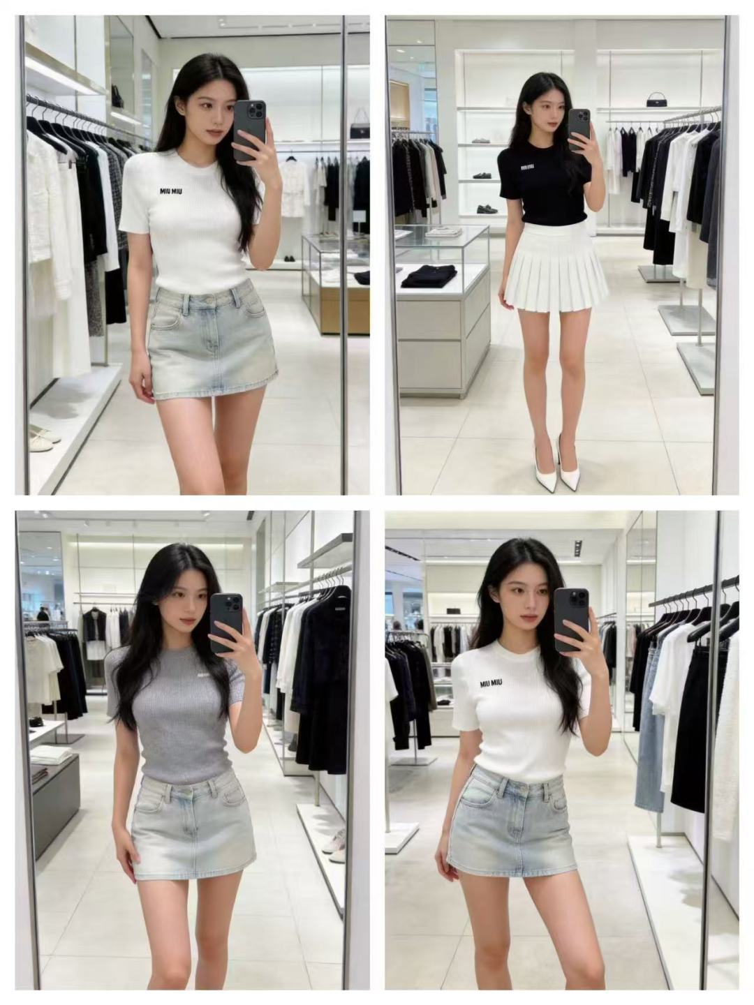 🆕M家🆕 早春新款 纯色简约圆领针织短袖颜色：白色 灰色 宝蓝尺码：36.38.40