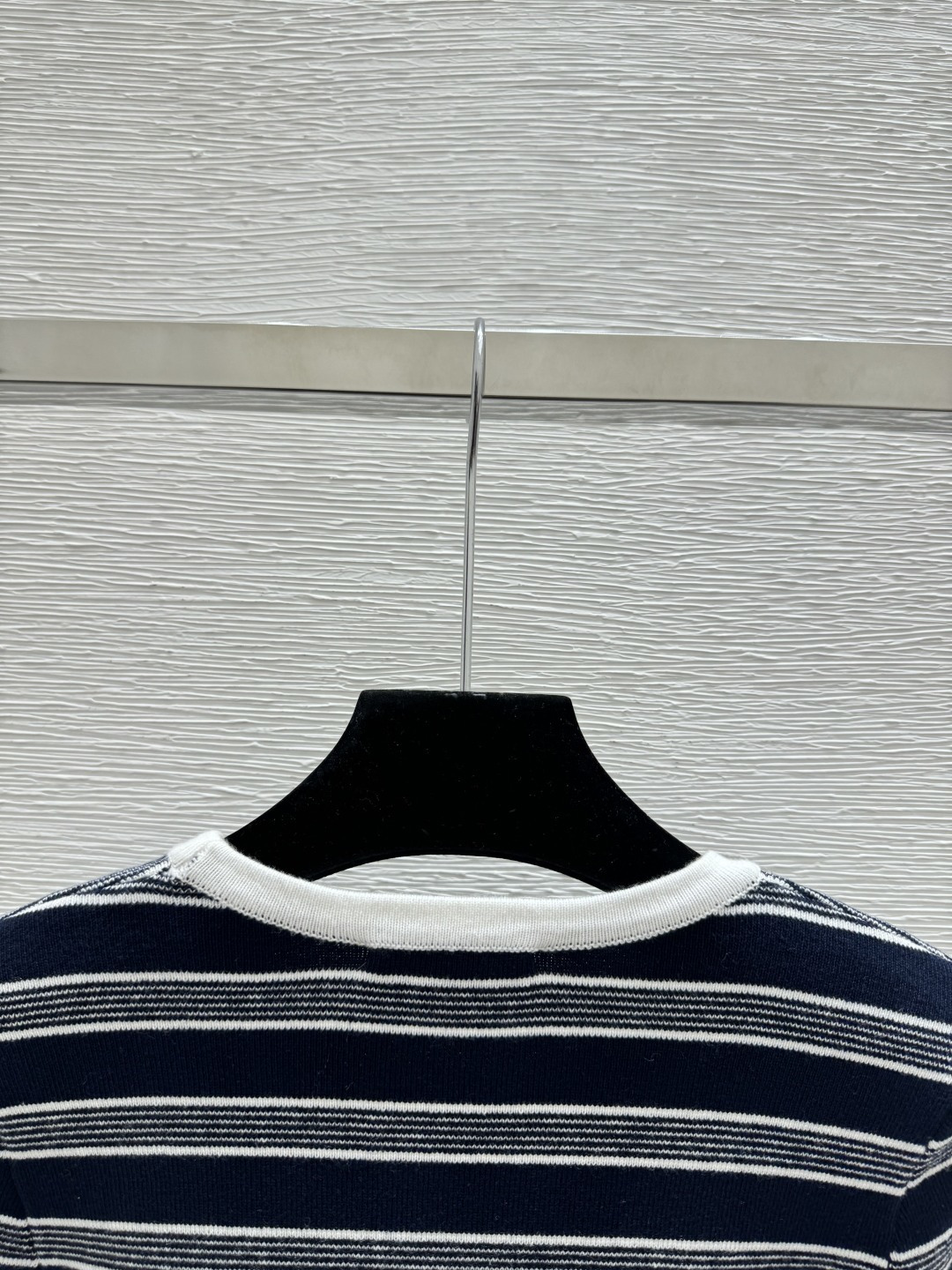 🆕Y家🆕 早春新款 撞色条纹圆领针织短袖颜色：宝蓝尺码：36.38.40