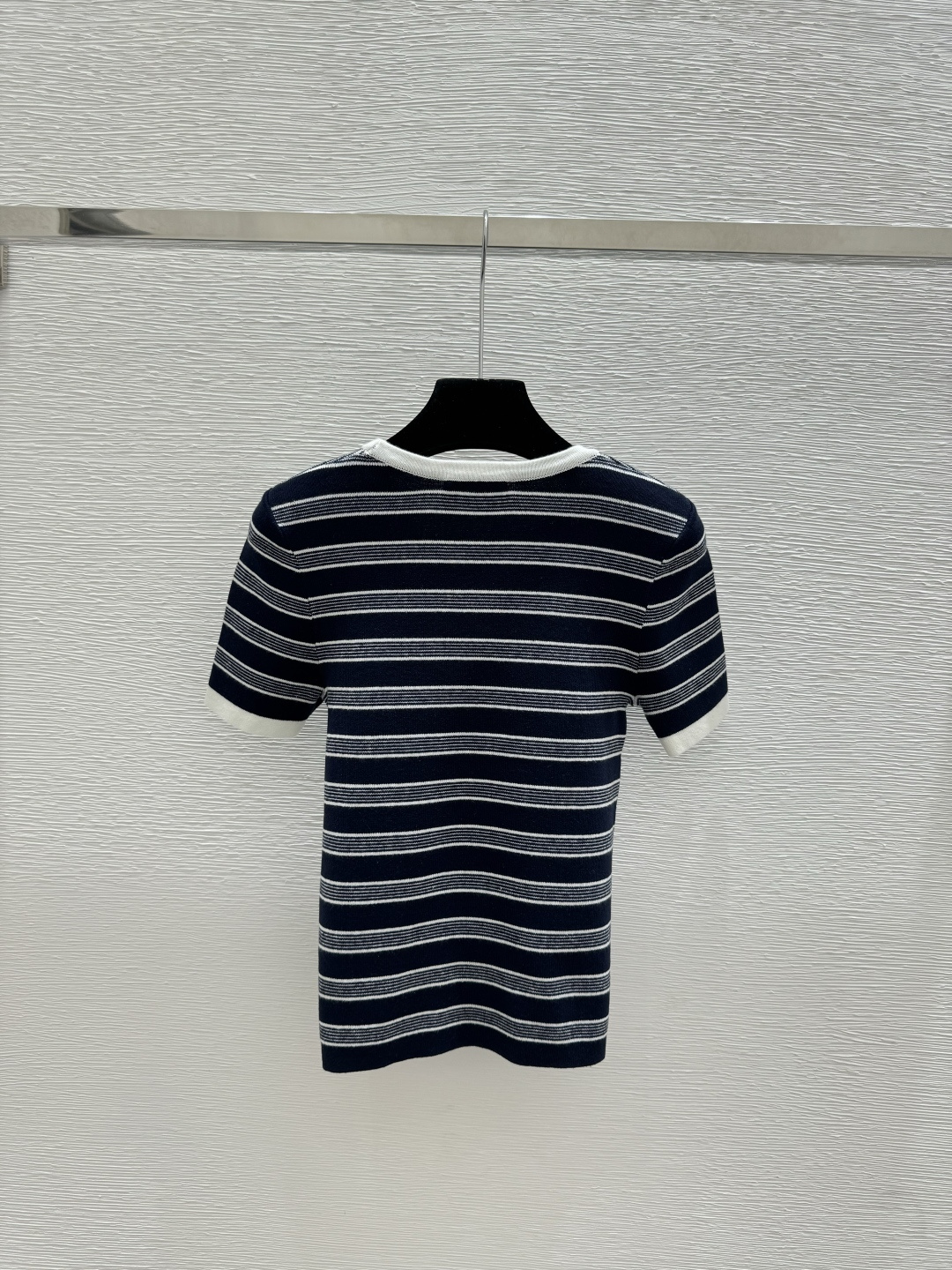 🆕Y家🆕 早春新款 撞色条纹圆领针织短袖颜色：宝蓝尺码：36.38.40