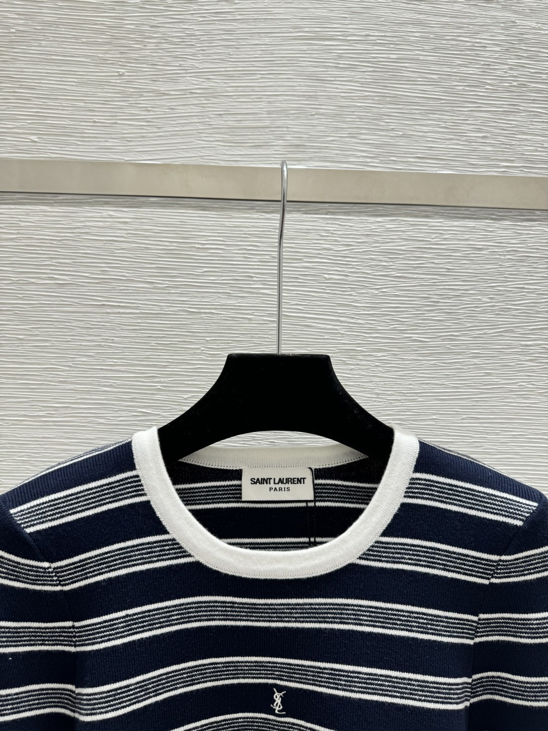 🆕Y家🆕 早春新款 撞色条纹圆领针织短袖颜色：宝蓝尺码：36.38.40